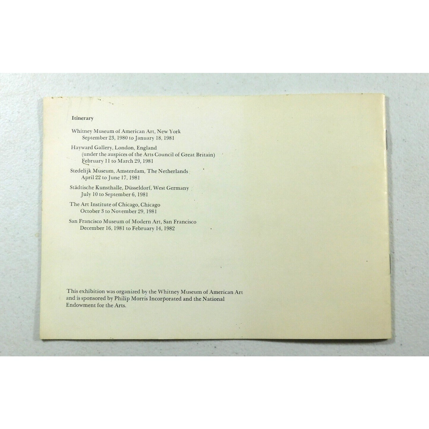 Edward Hopper: The Art and The Artist Brochure Booklet