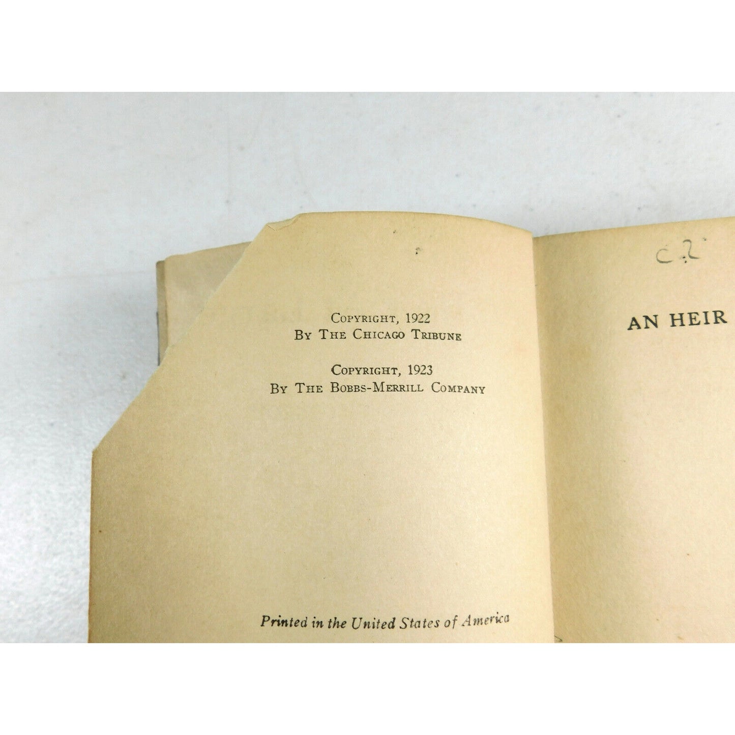 Vintage 1923 An Heir At Large by John T. McCutcheon Book
