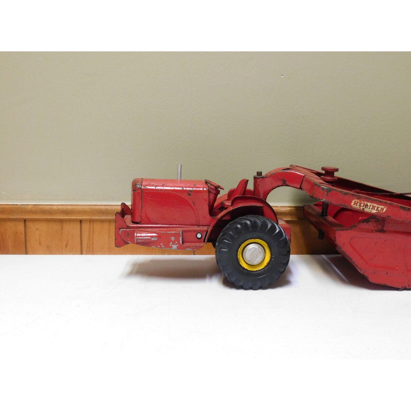 Vintage Red Heiliner Pressed Steel Earth Mover Scraper