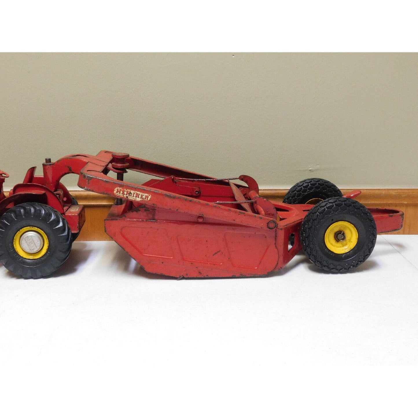 Vintage Red Heiliner Pressed Steel Earth Mover Scraper