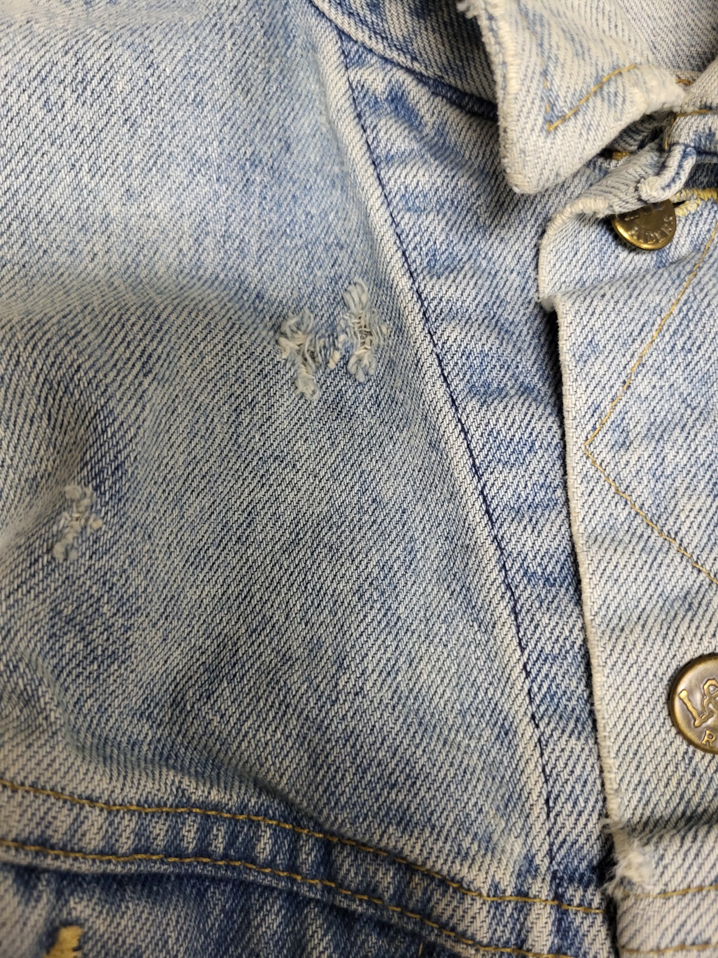 Vintage Lee Distressed Jean Jacket Size 44R