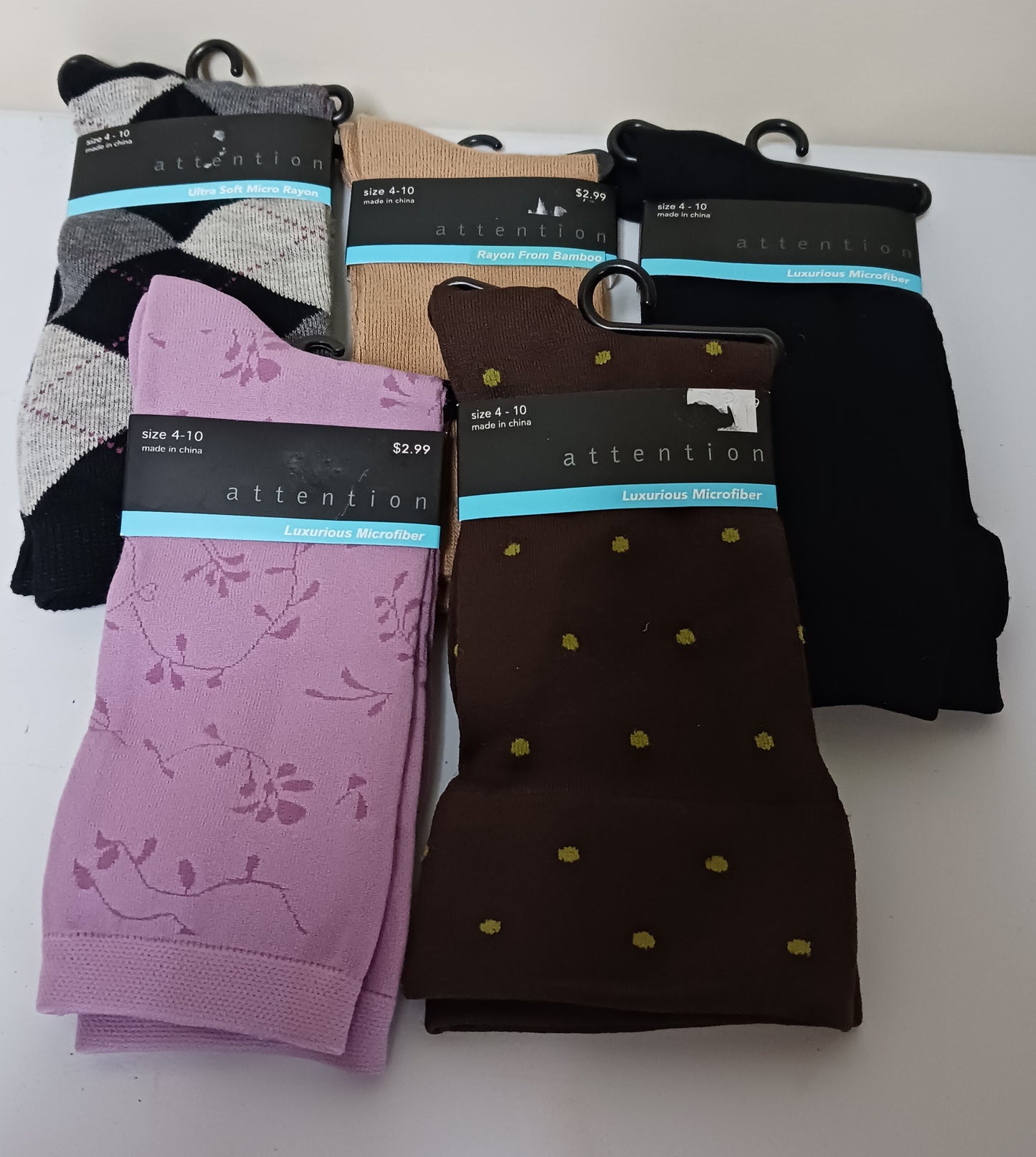 5 Pair of Attention Brand Ladies Socks Size 4-10 New