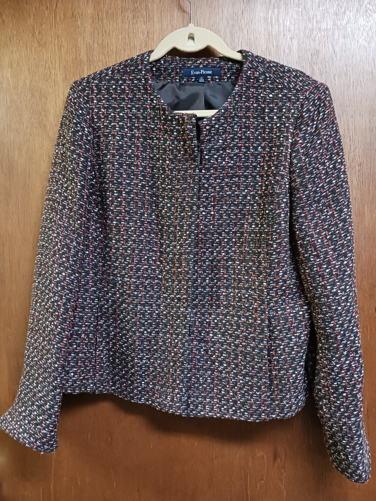 Vintage Evan Picone Wool Blend Tweed Jacket Blazer Women's Size 14