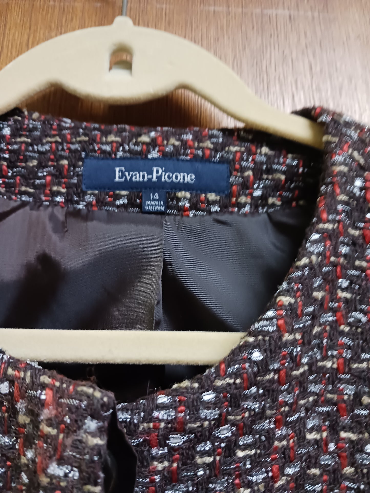 Vintage Evan Picone Wool Blend Tweed Jacket Blazer Women's Size 14