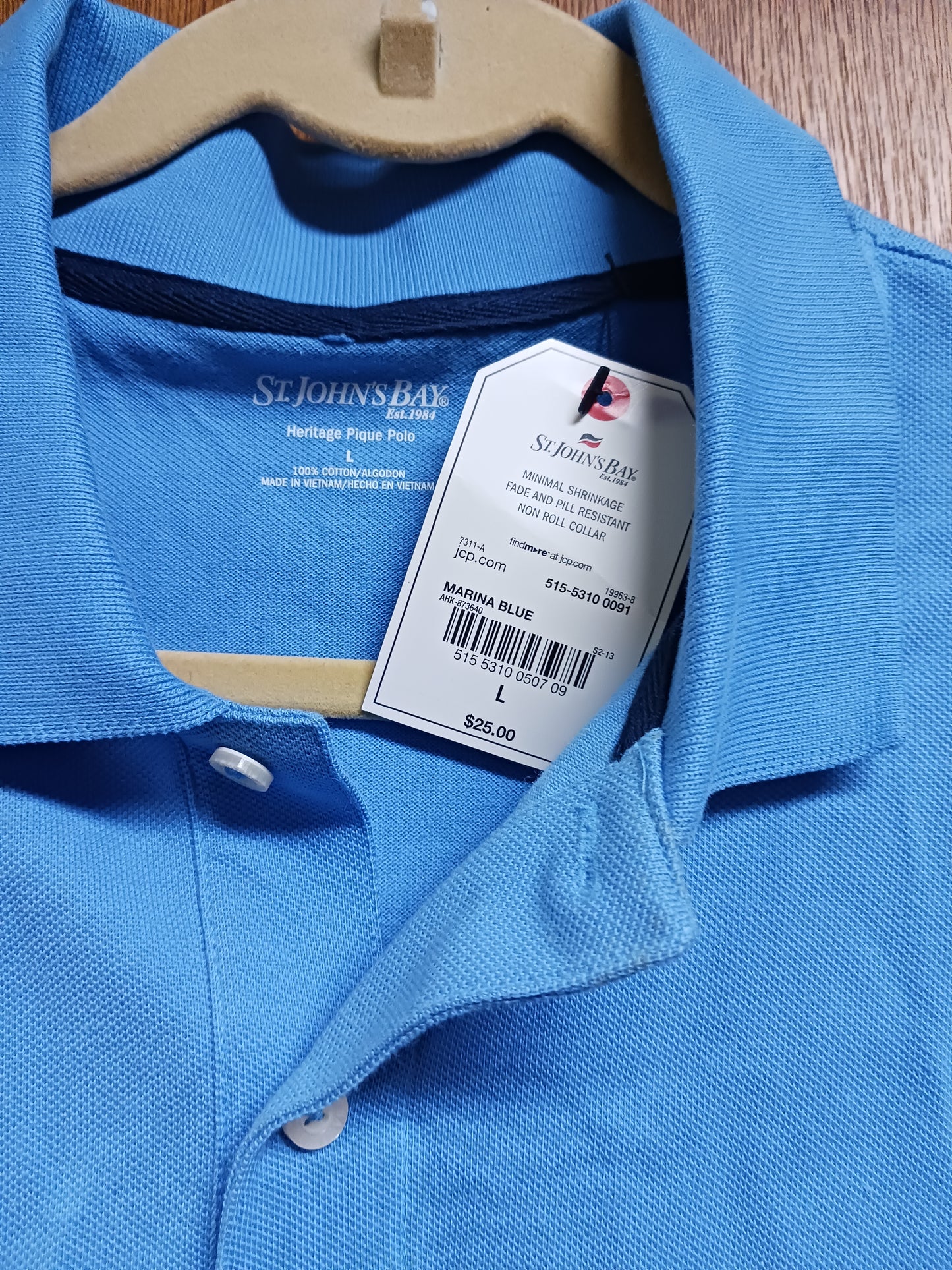 St John's Bay Men's Heritage Polo Golf Shirt Size Large New