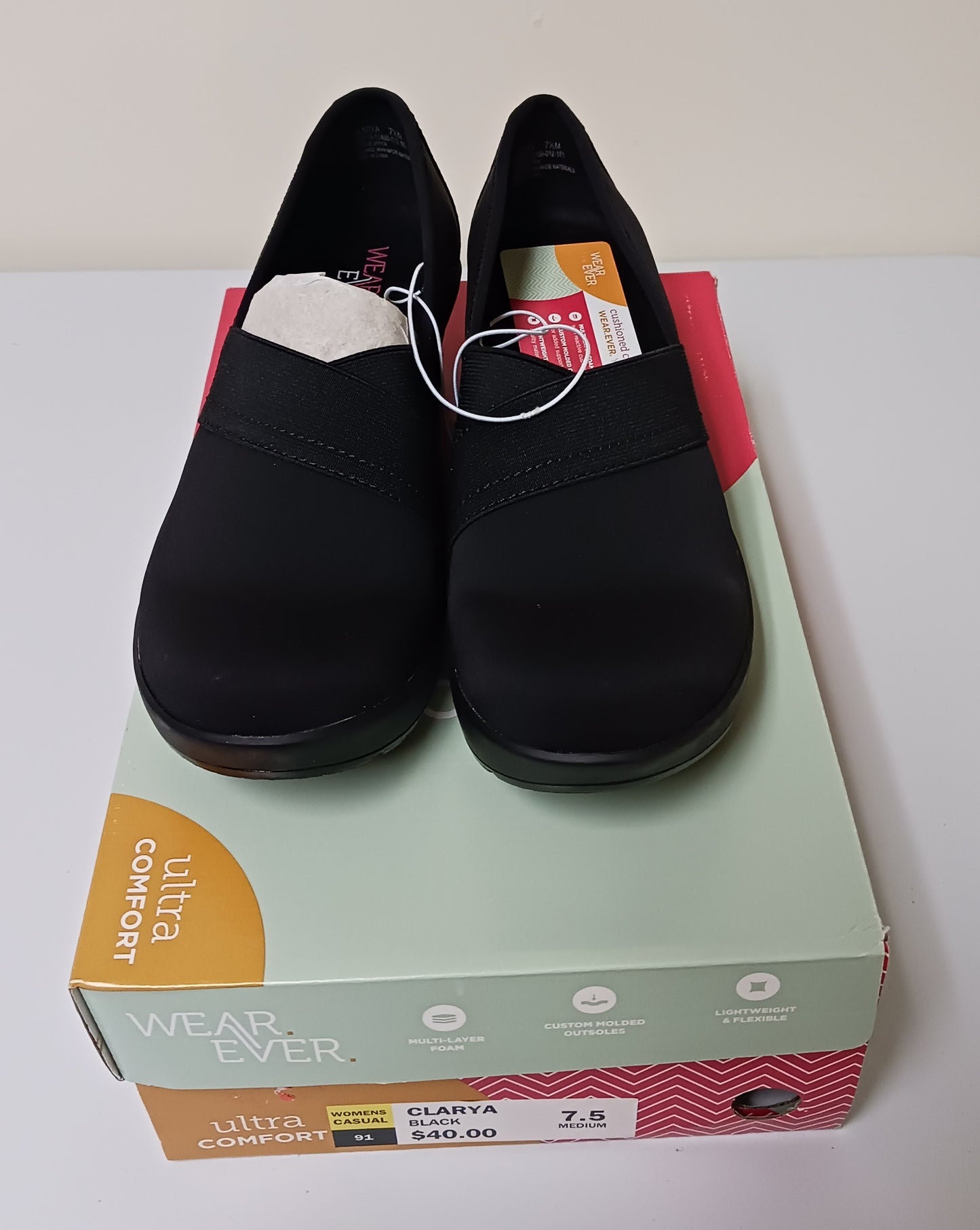 Wear Ever Ultra Comfort Womens Black Casual Shoes 7.5