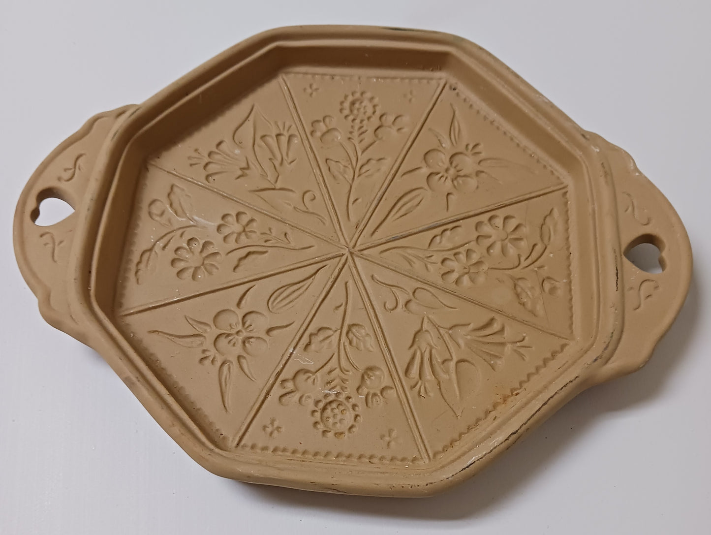 1988 Brown Bag Cookie Art Mold Stone Spring Flowers