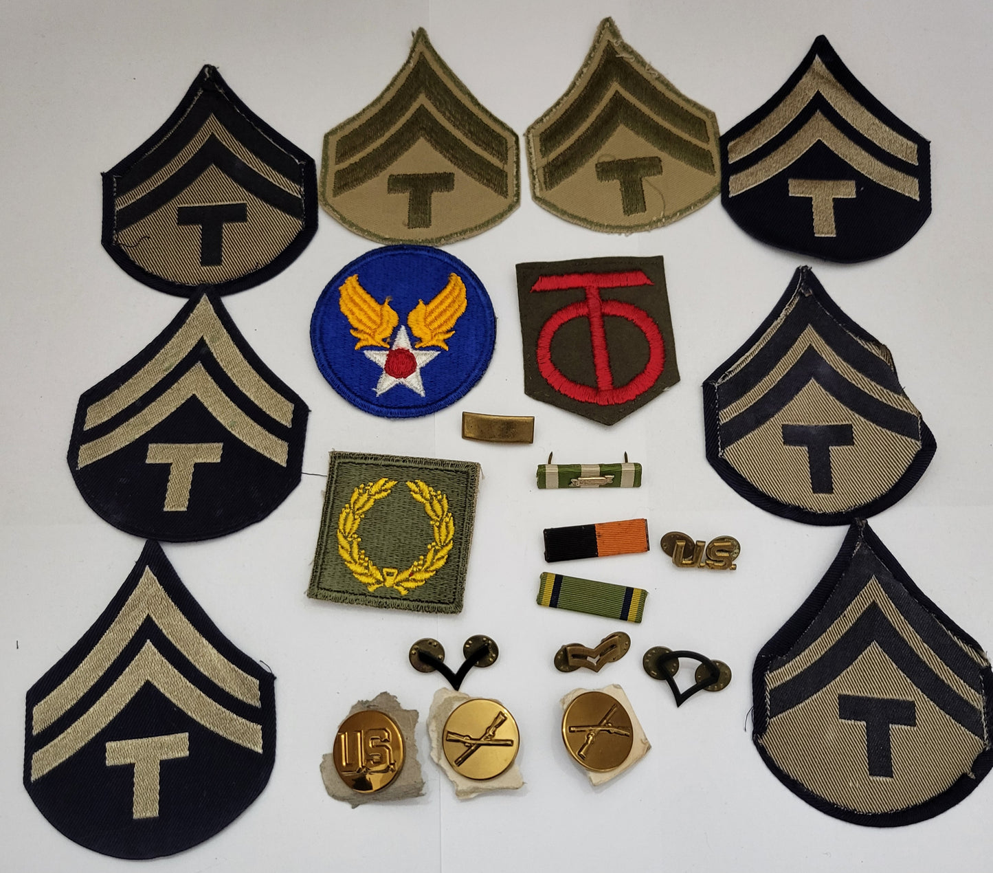 Vintage Estate Sale Militaria Metals Patches Pins Mixed Lot