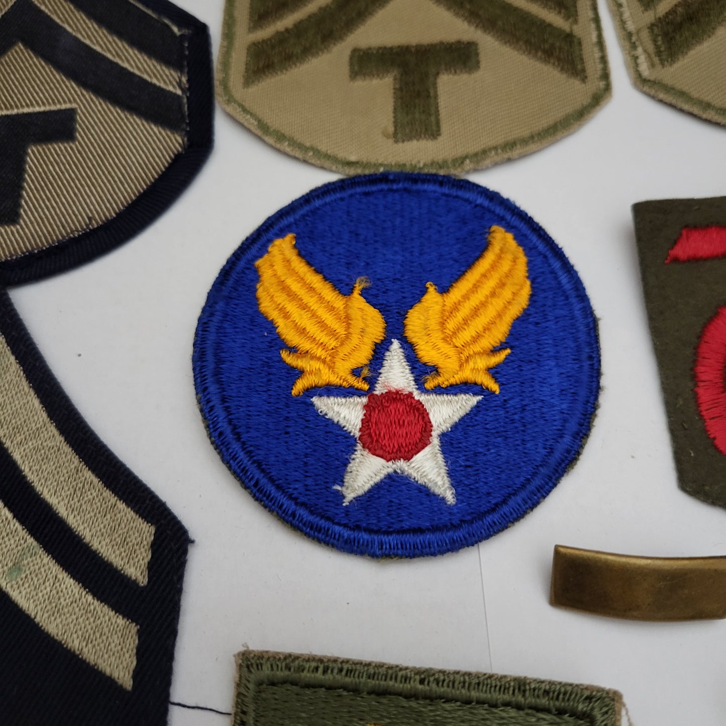 Vintage Estate Sale Militaria Metals Patches Pins Mixed Lot