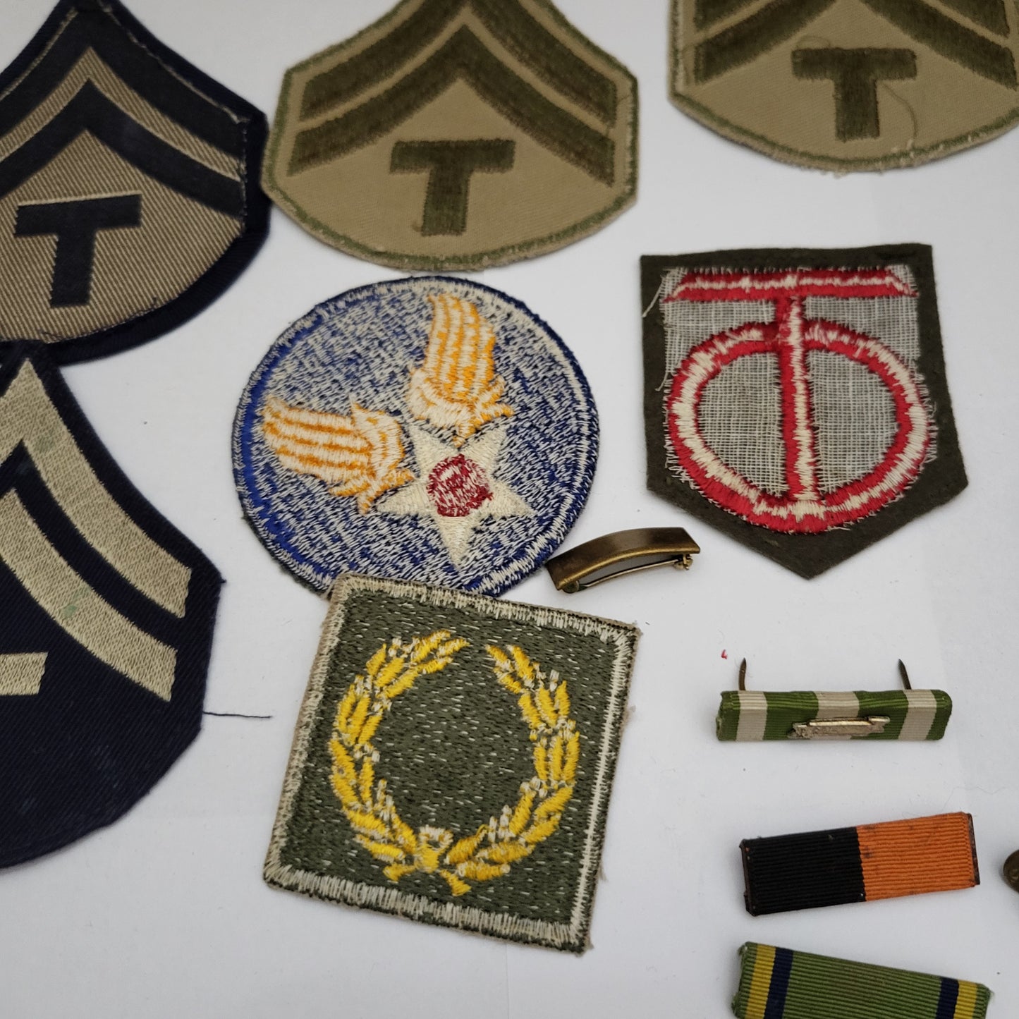 Vintage Estate Sale Militaria Metals Patches Pins Mixed Lot