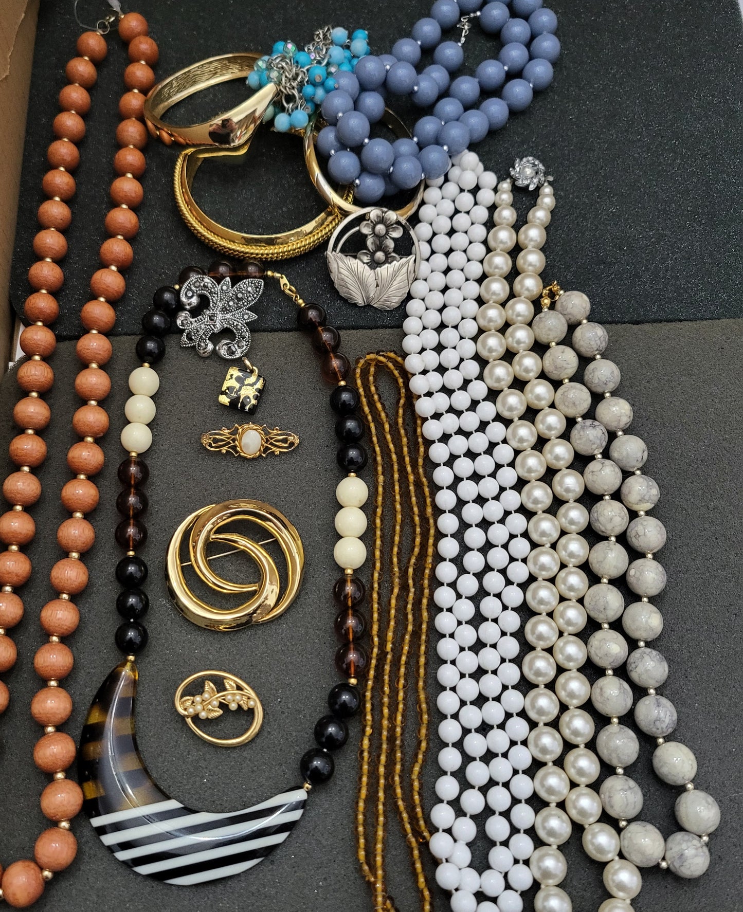 Estate Sale Jewelry Lot Pins Bracelets Necklaces Vintage to Now Mixed