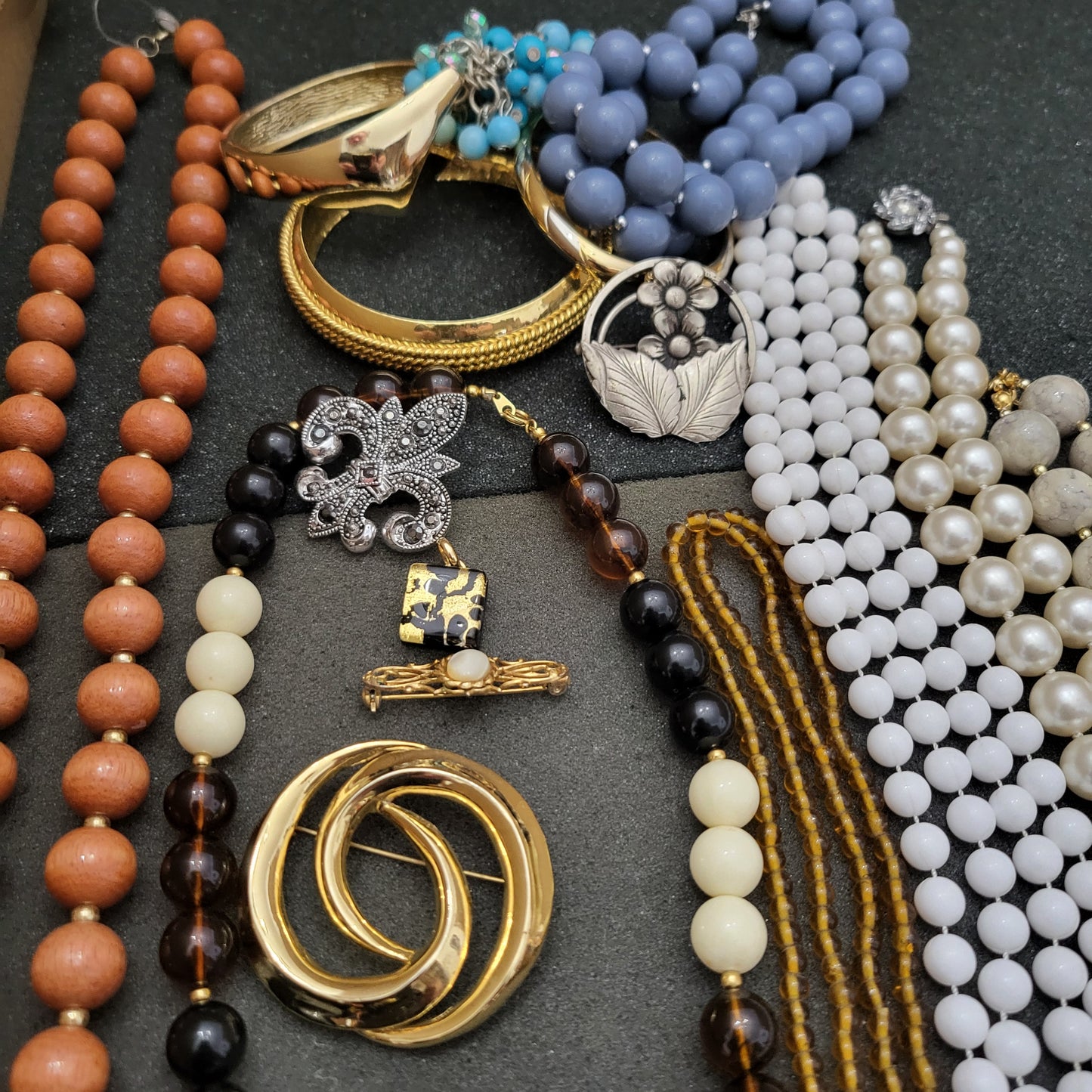 Estate Sale Jewelry Lot Pins Bracelets Necklaces Vintage to Now Mixed