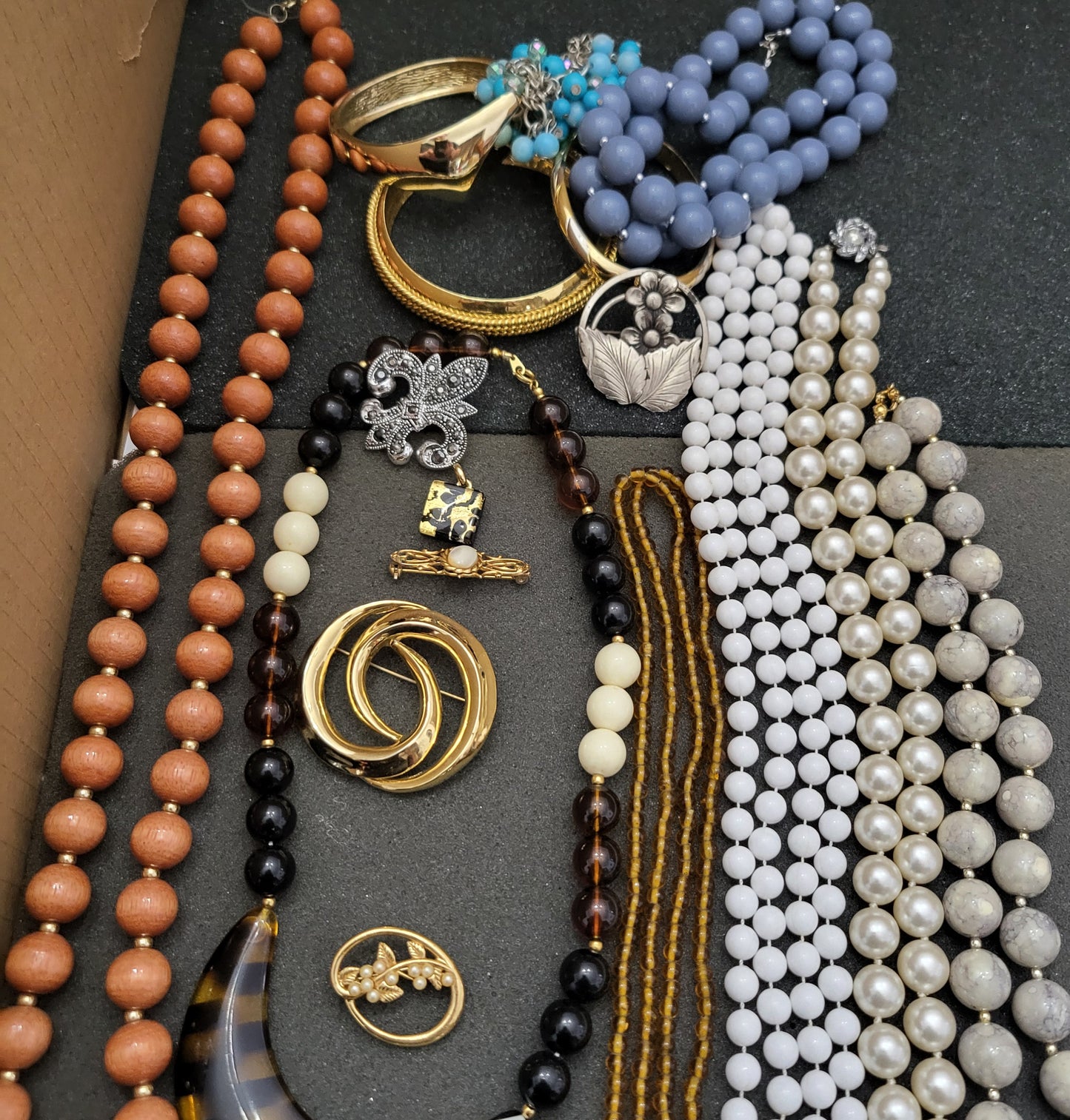Estate Sale Jewelry Lot Pins Bracelets Necklaces Vintage to Now Mixed