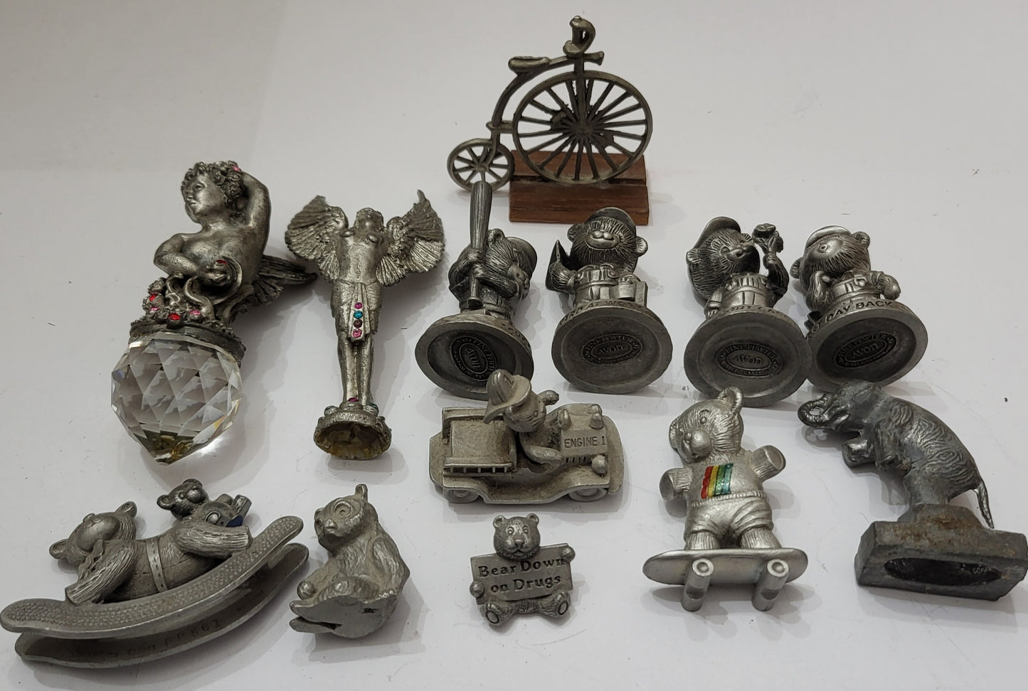 Pewter Collectable Figurine Lot Cats Bears Elephant Angels