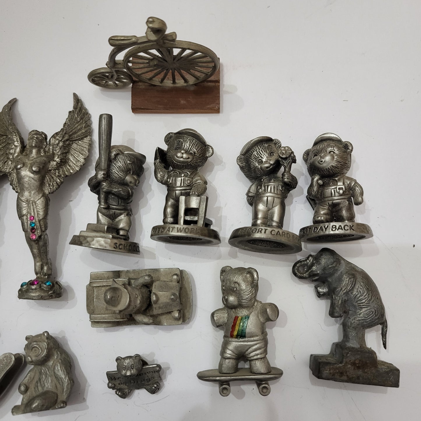 Pewter Collectable Figurine Lot Cats Bears Elephant Angels