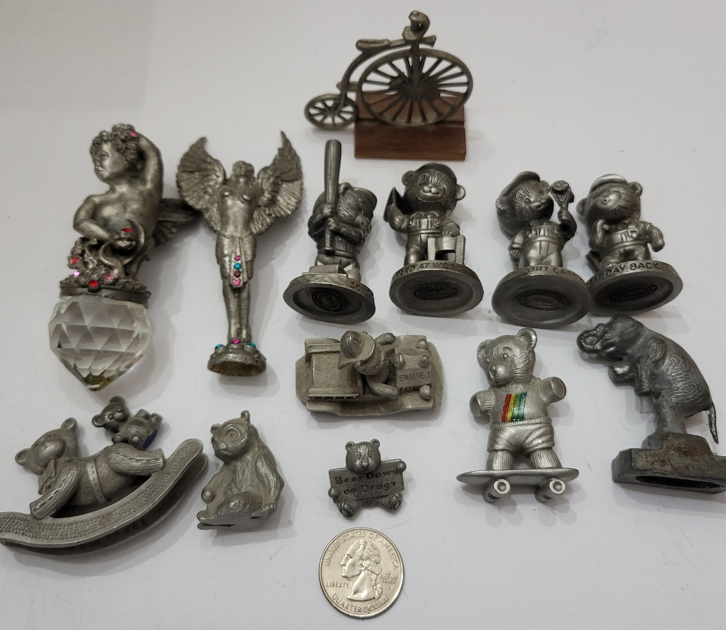 Pewter Collectable Figurine Lot Cats Bears Elephant Angels