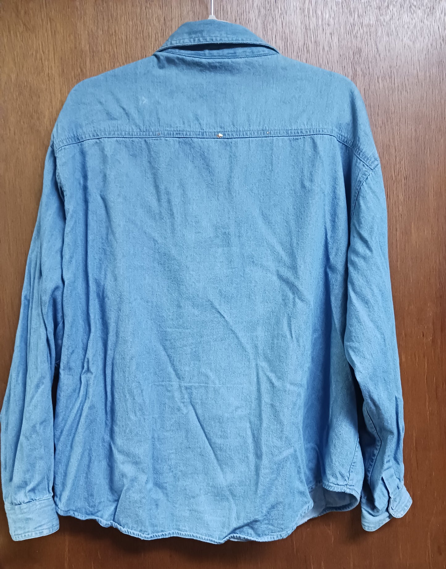 Las Olas Rhinestone Lighthouse Denim Button Up Shirt
