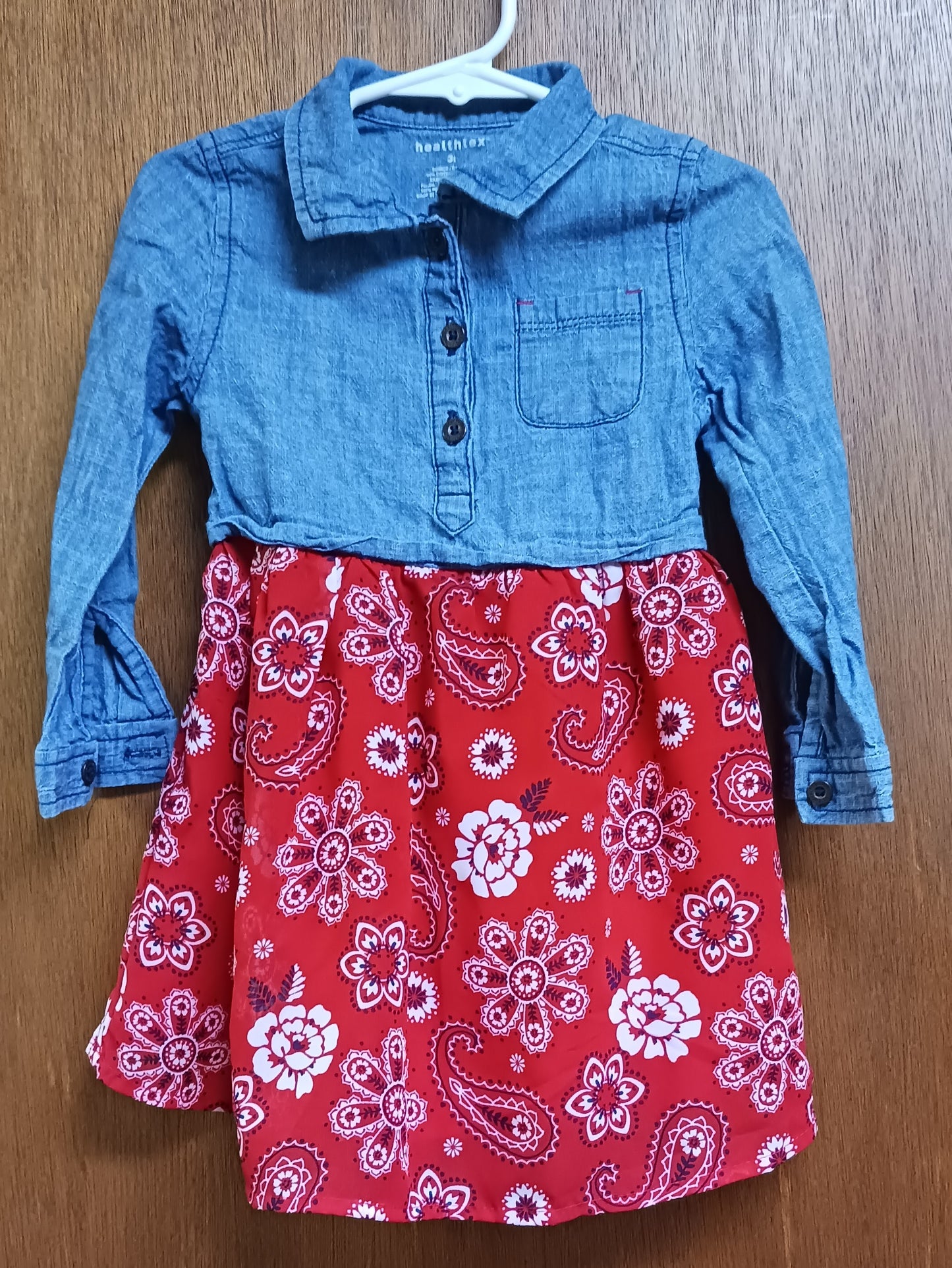 Healthtex Toddler Dress Denim and Flowers 3T