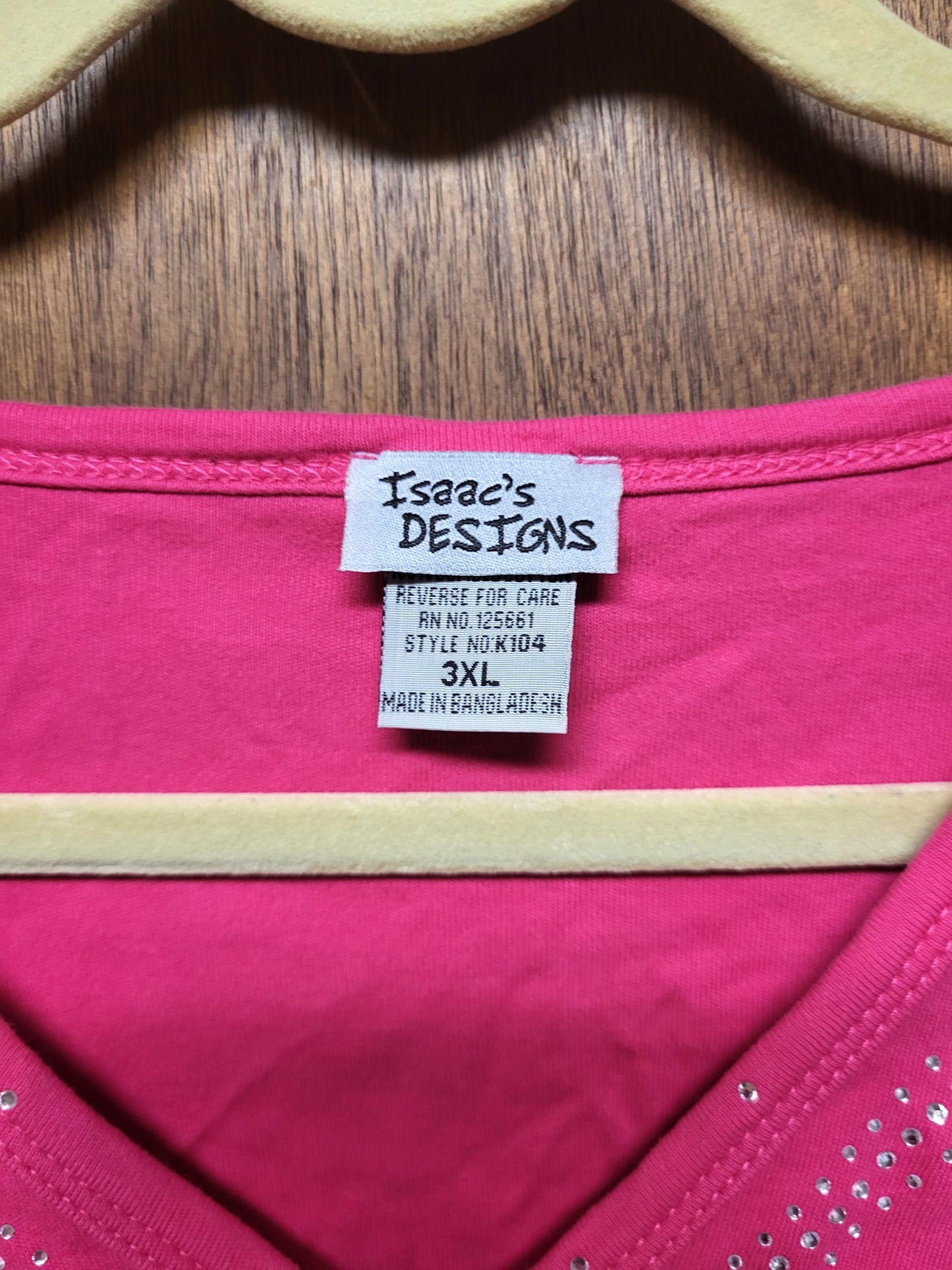 Isaac's Designs Pink Woman's Top Shirt 3XL Rhinestones