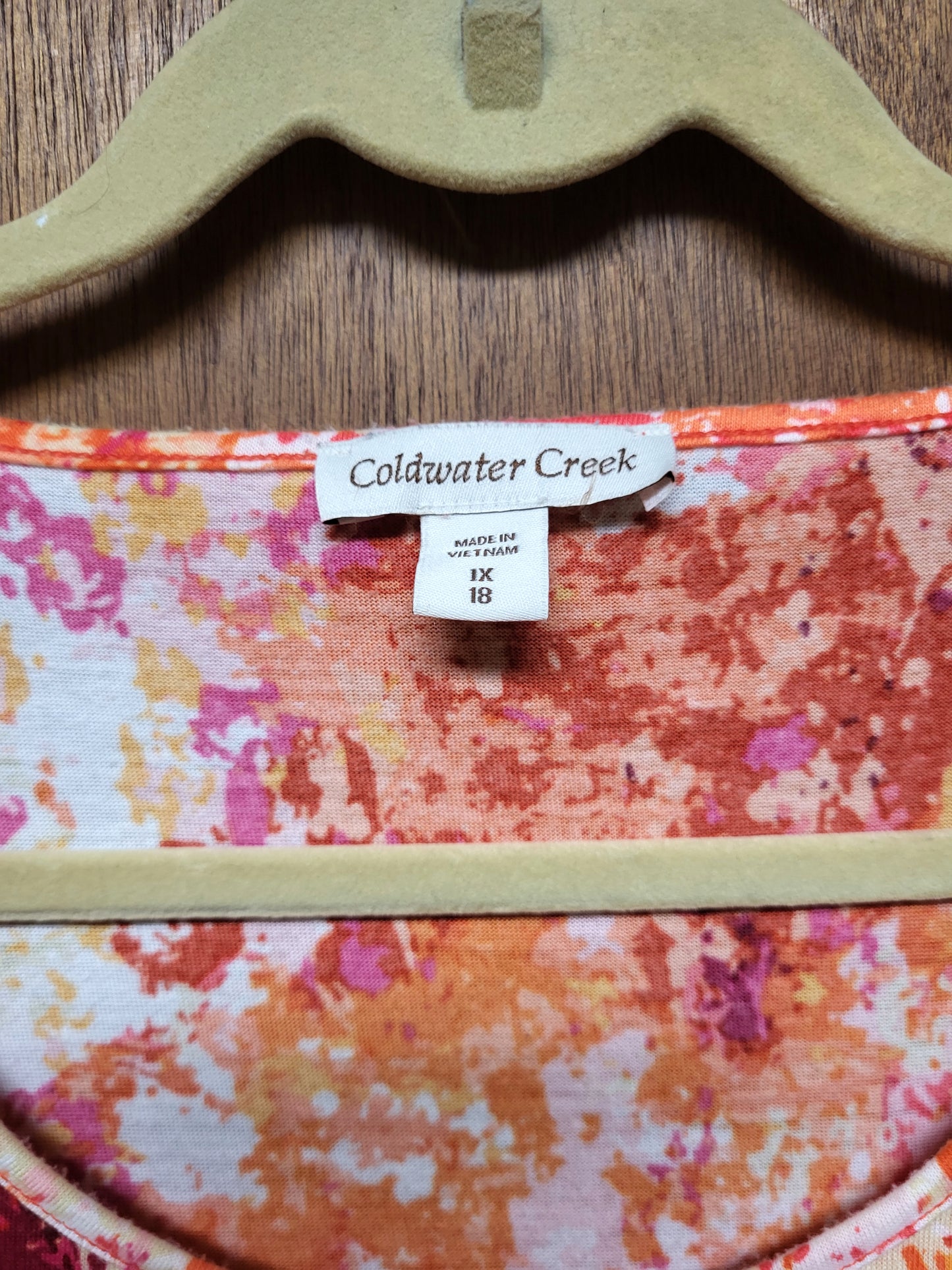 Coldwater Creek Orange and White Woman's Sleeveless Top 1X 18