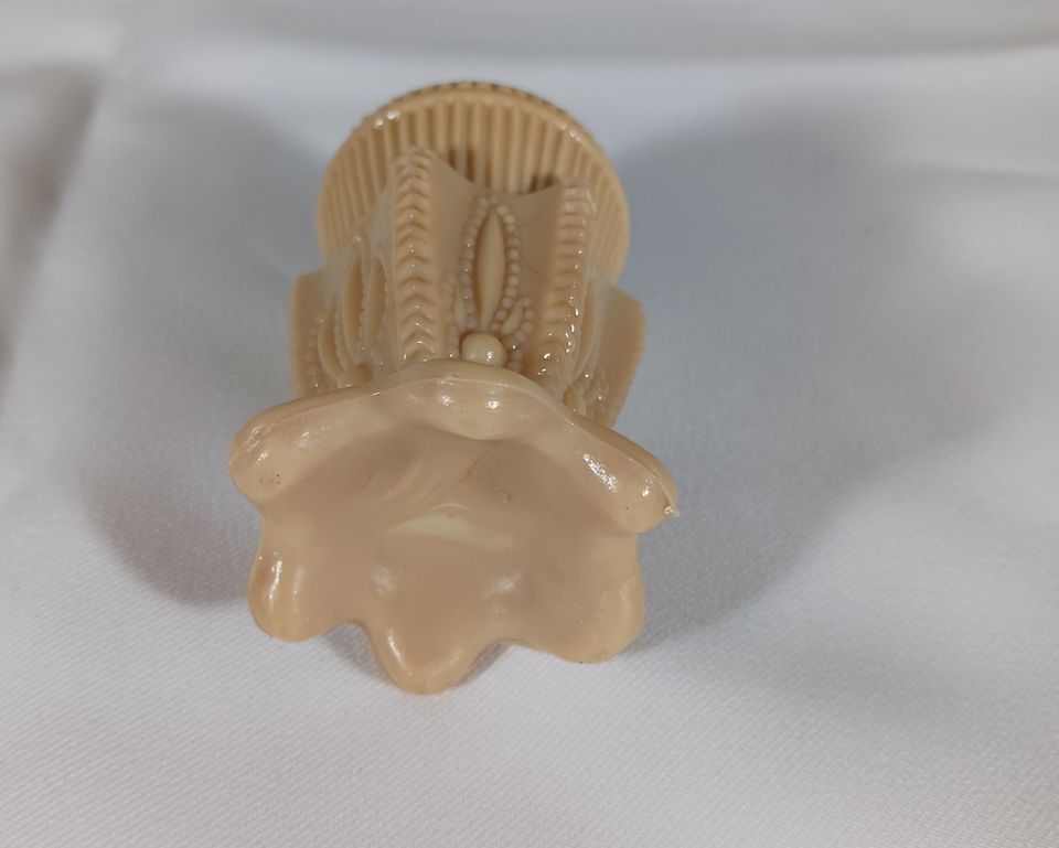 Greentown Glass Chocolate Slag Cactus Toothpick Holder
