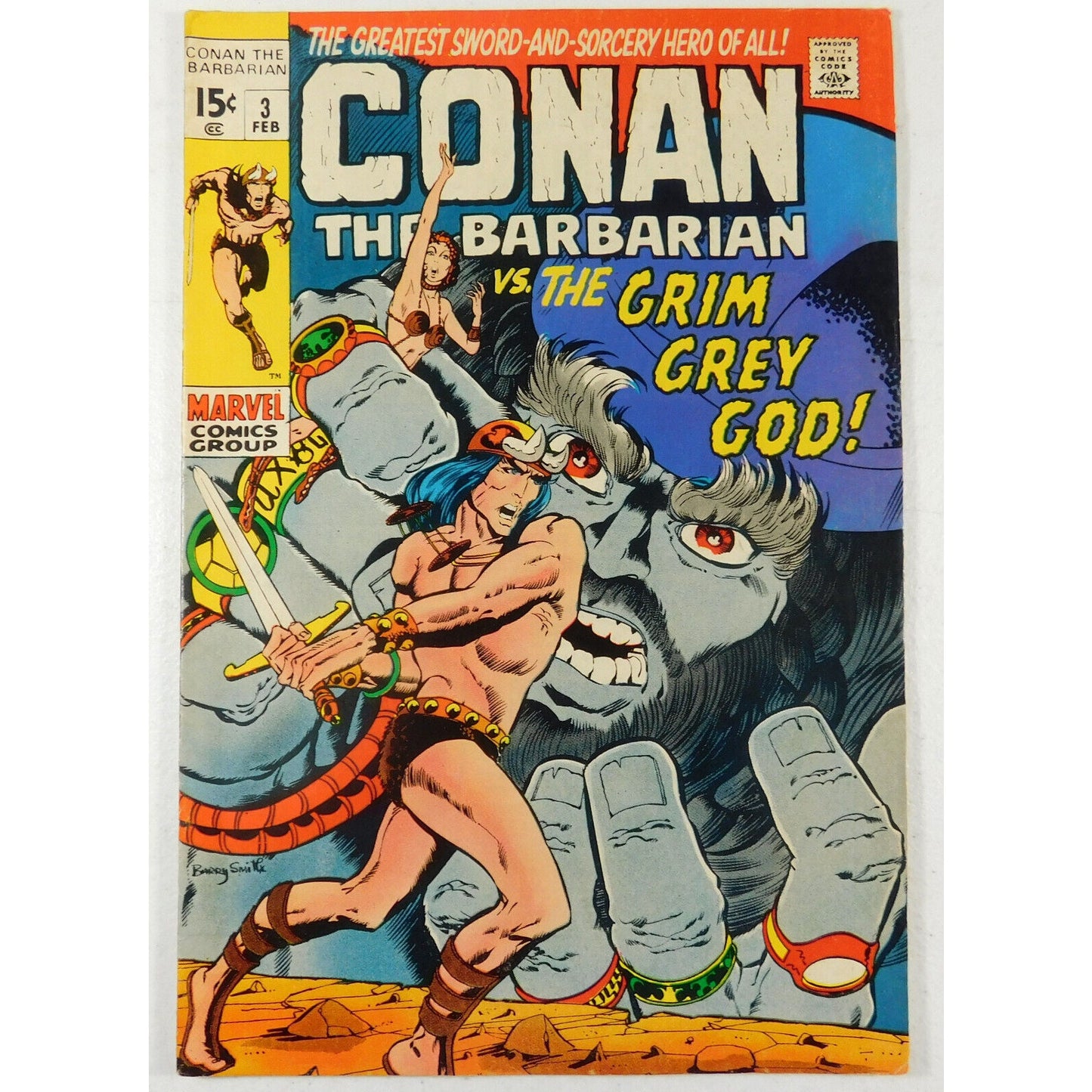 Vintage 1970 Conan The Barbarian #3 Feb The Grim Grey God Marvel Comic Book
