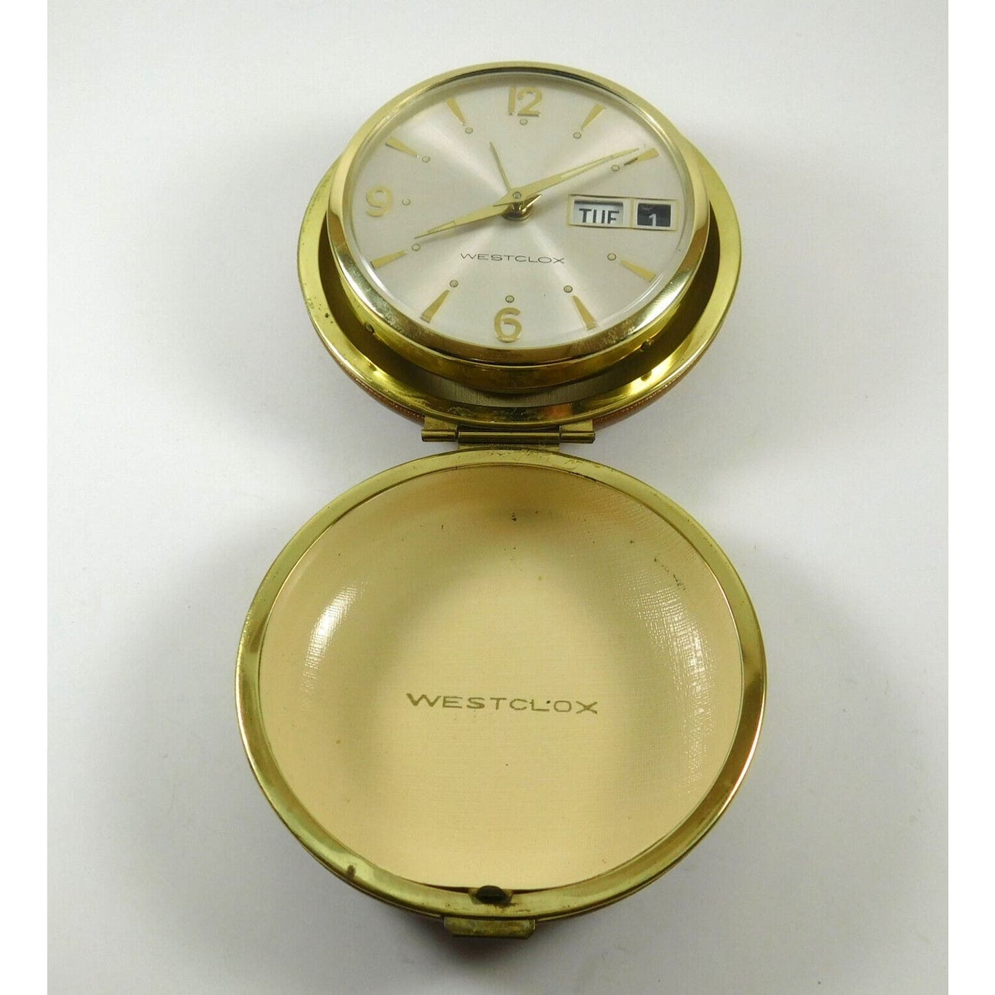 Vintage Westclox Round Wind Up Pocket Clock