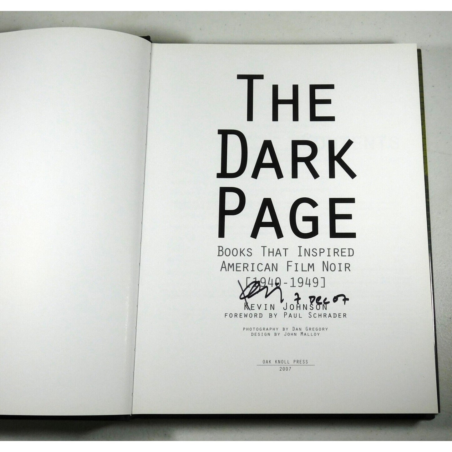 The Dark Page: Books That Inspired American Film Noir 1940-1949 by Kevin Johnson