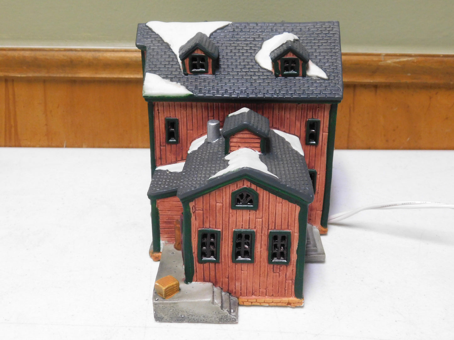 Tractor Repair Village Light Up Holiday Christmas Winter Barn Shop