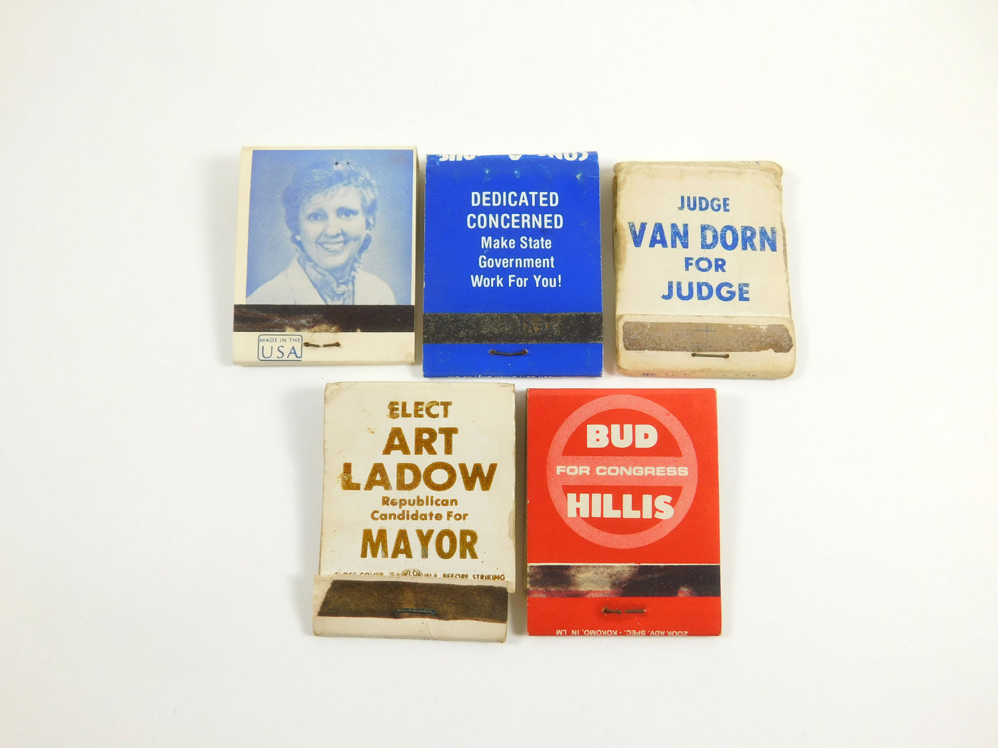 5 Vintage Matchbooks Local Election Politcal Advertisements