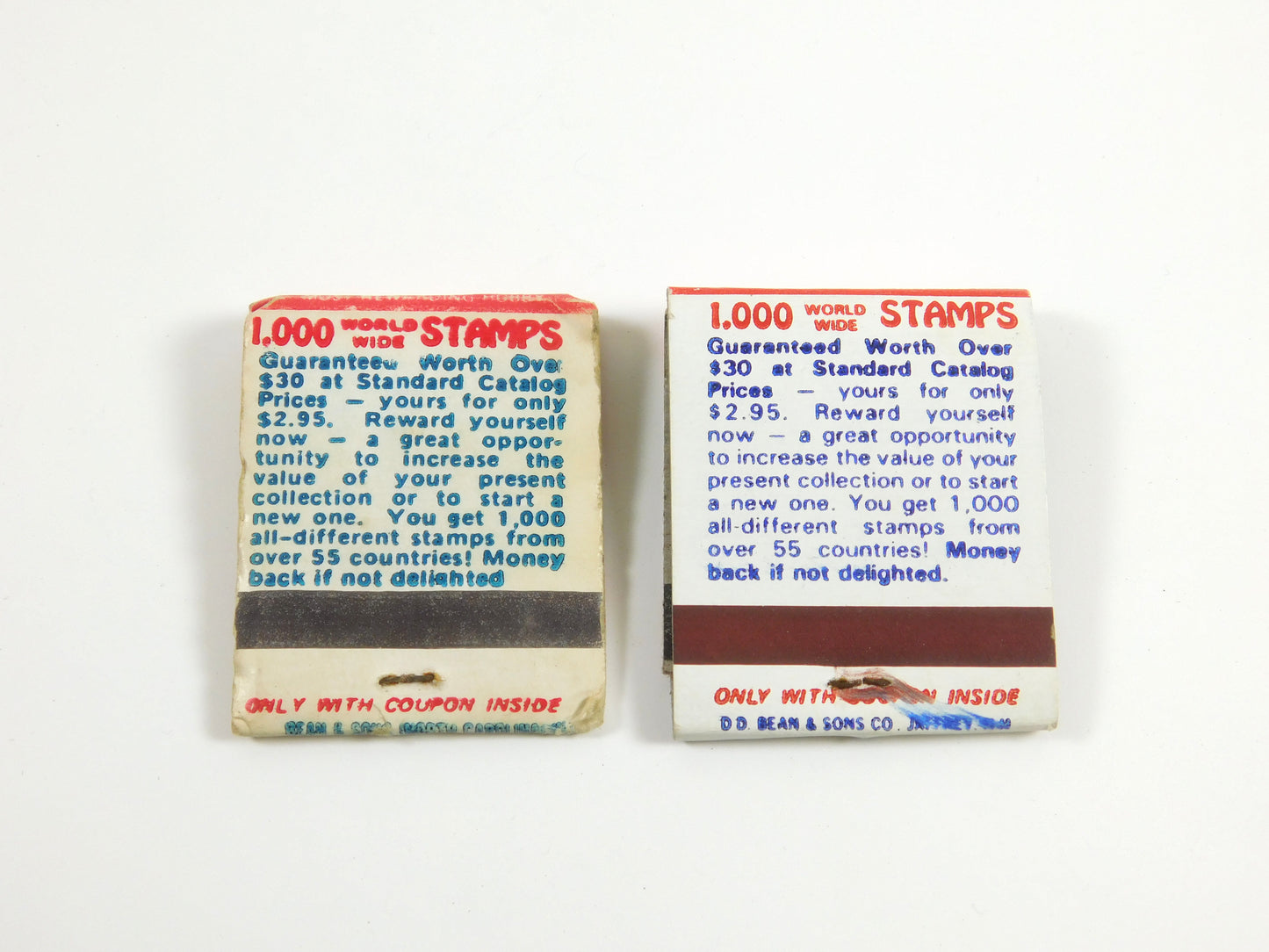 Set of 2 Vintage Matchbooks 1000 Stamps JFK John F Kennedy