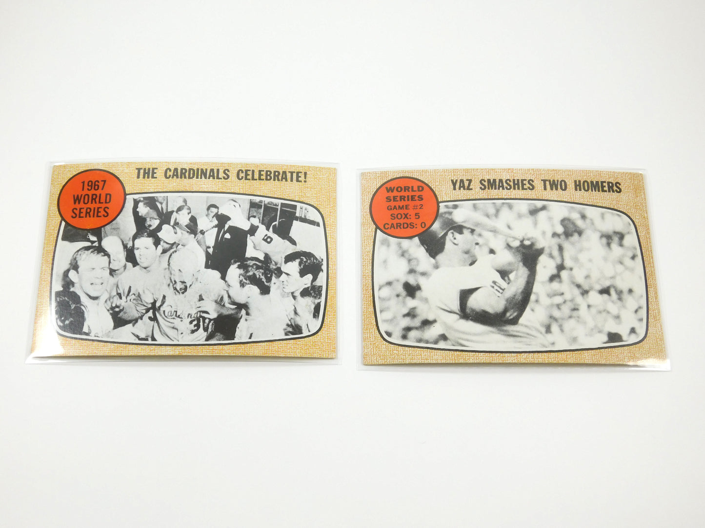 Two Vintage Topps Baseball Cards 1967 World Series Cardinals Celebrate! Yaz