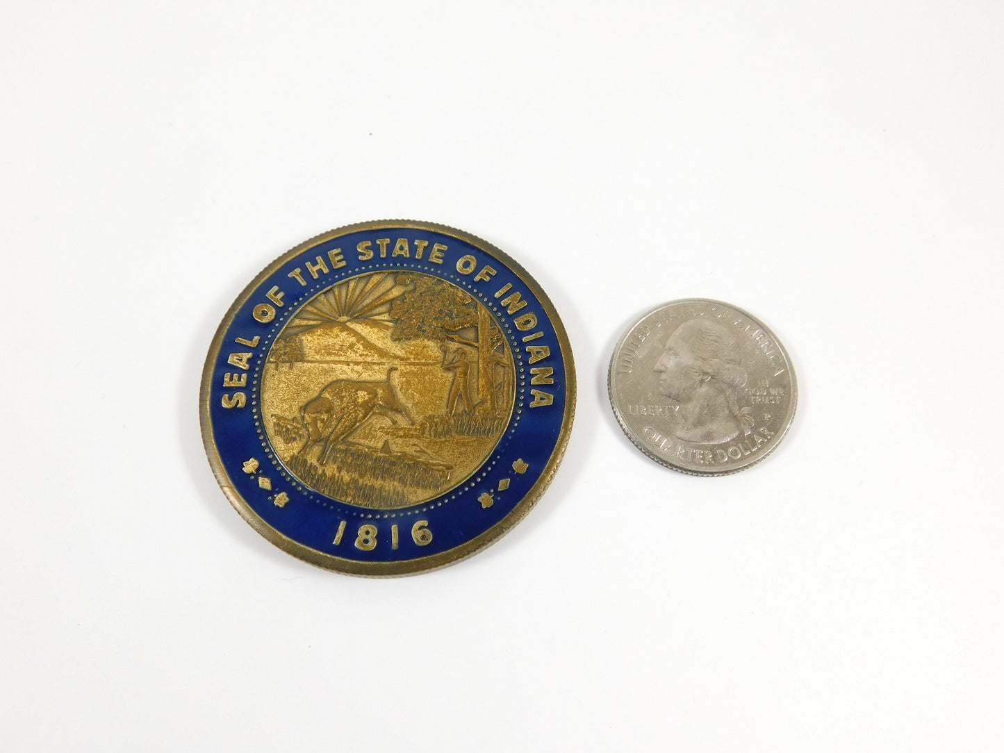 Seal of the State of Indiana 1816 The State Armory Board Member Token