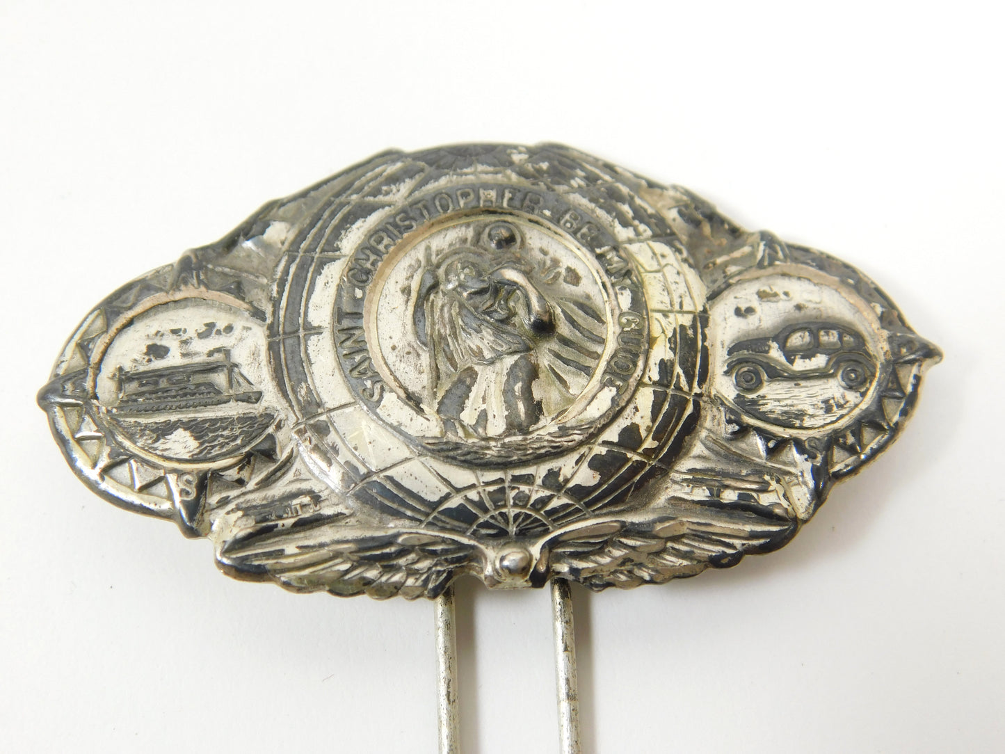 Saint Christopher Be My Guide Metal Accessory Badge