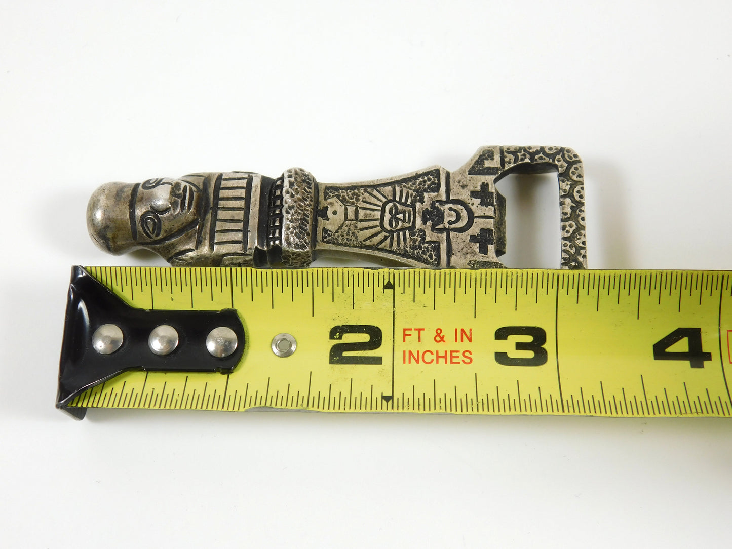 Vintage Metal 900 Silver Peruvian Aztec Mayan Bottle Opener