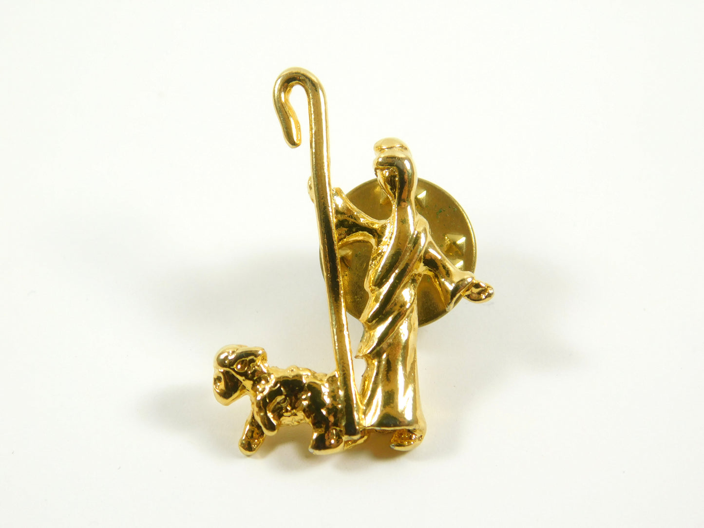 Gold Tone Shepherd with Lamb Lapel Pin