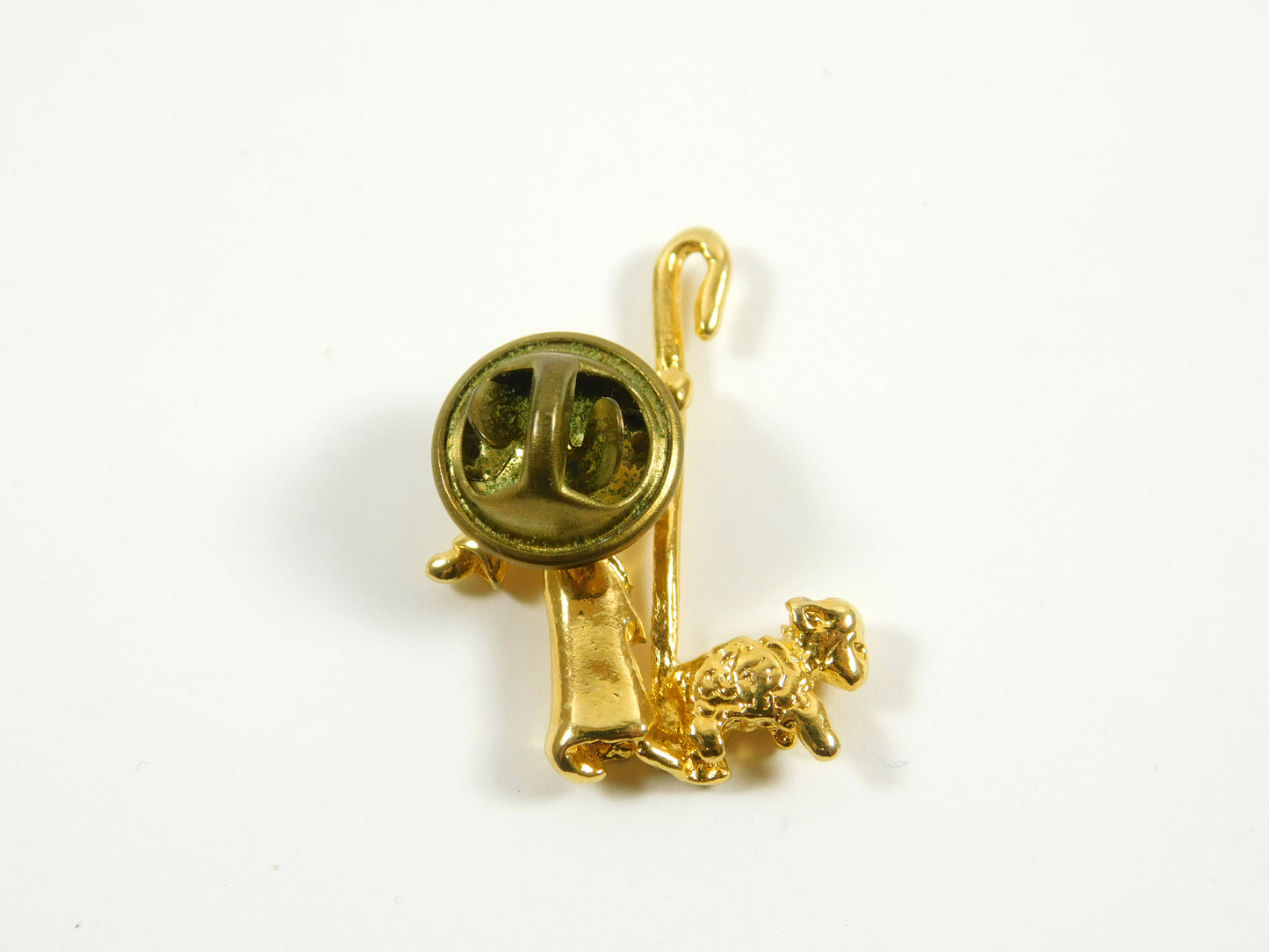 Gold Tone Shepherd with Lamb Lapel Pin