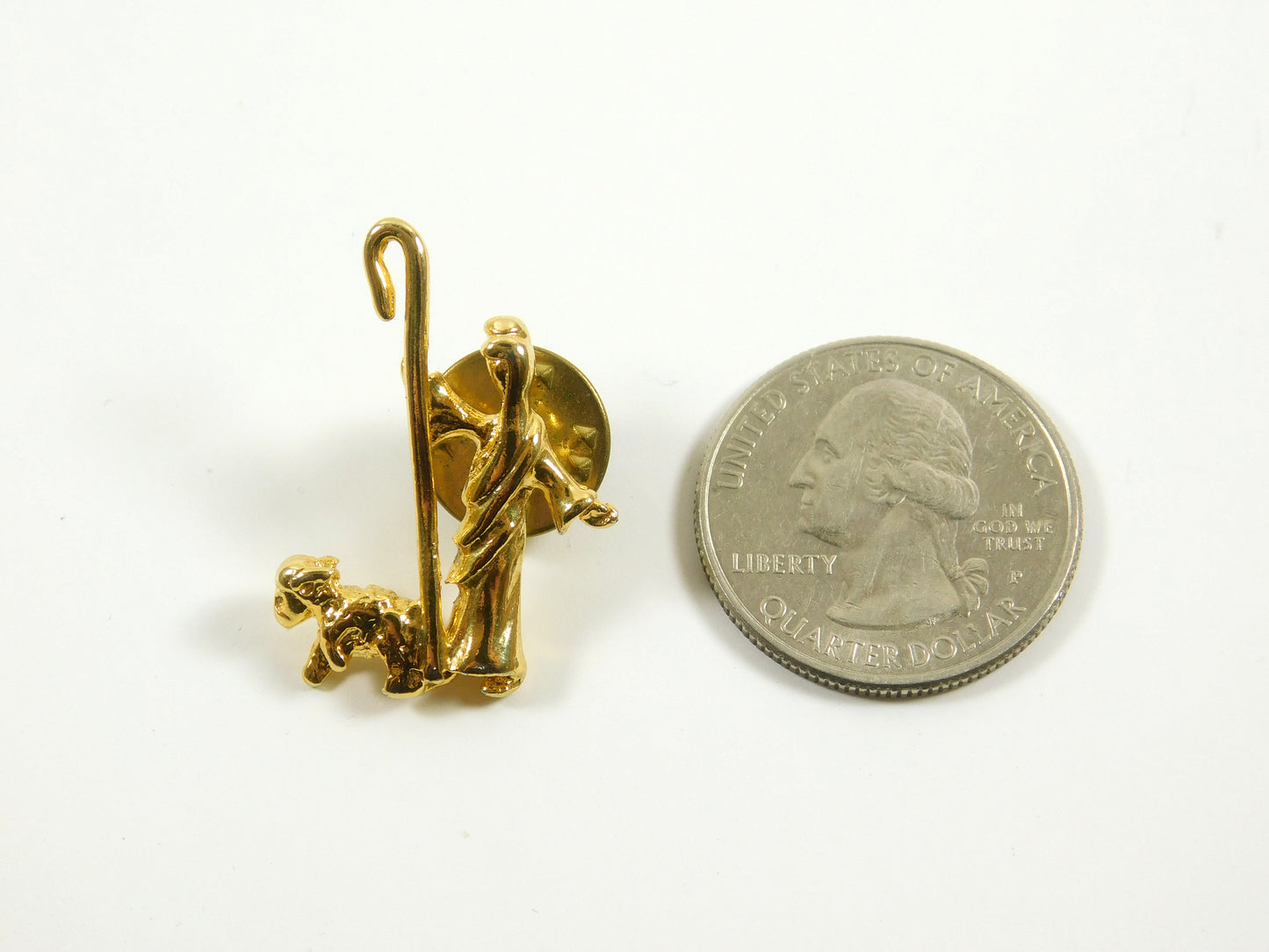 Gold Tone Shepherd with Lamb Lapel Pin