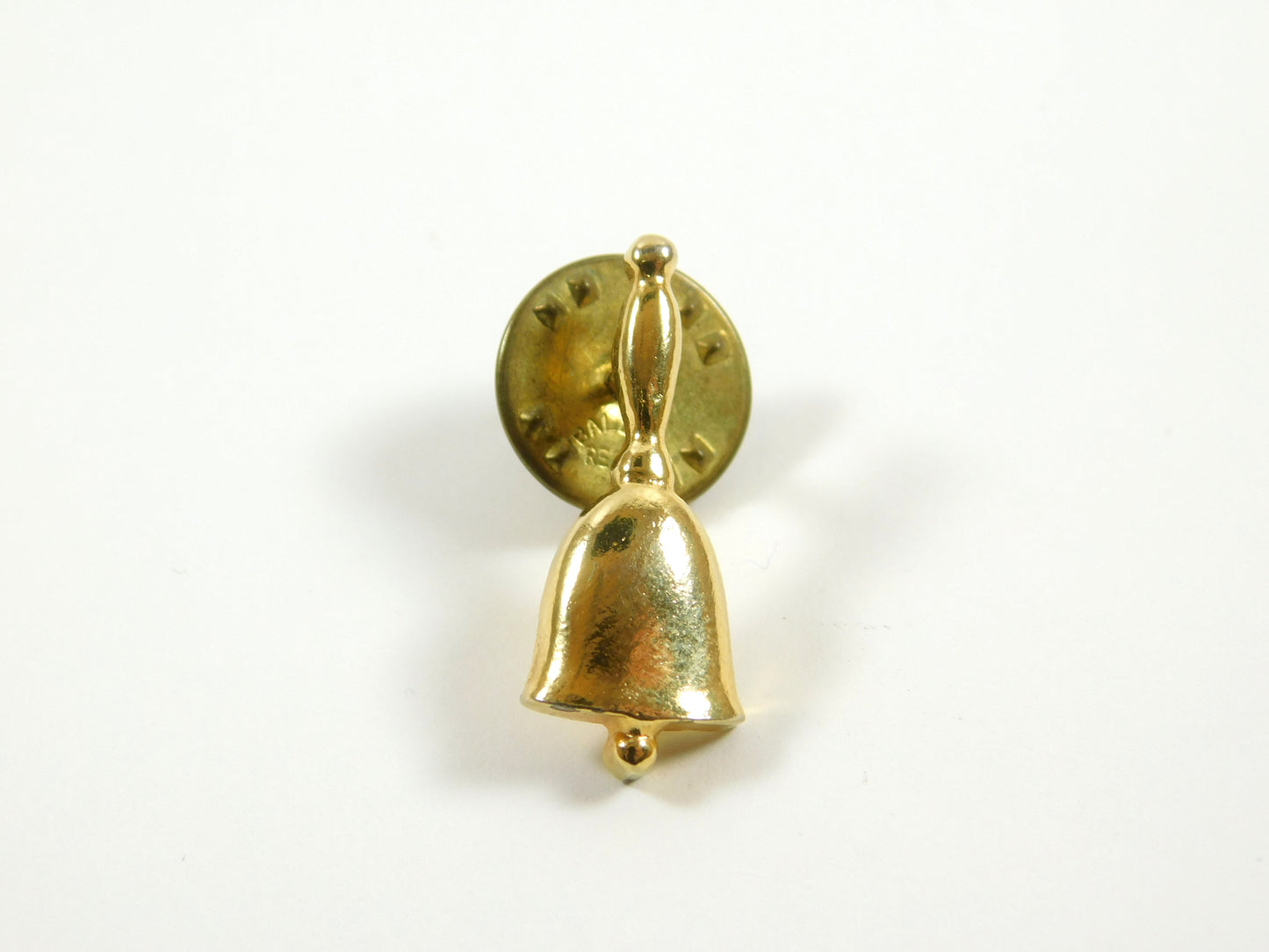 Vintage Gold Tone Hand Bell Lapel Pin