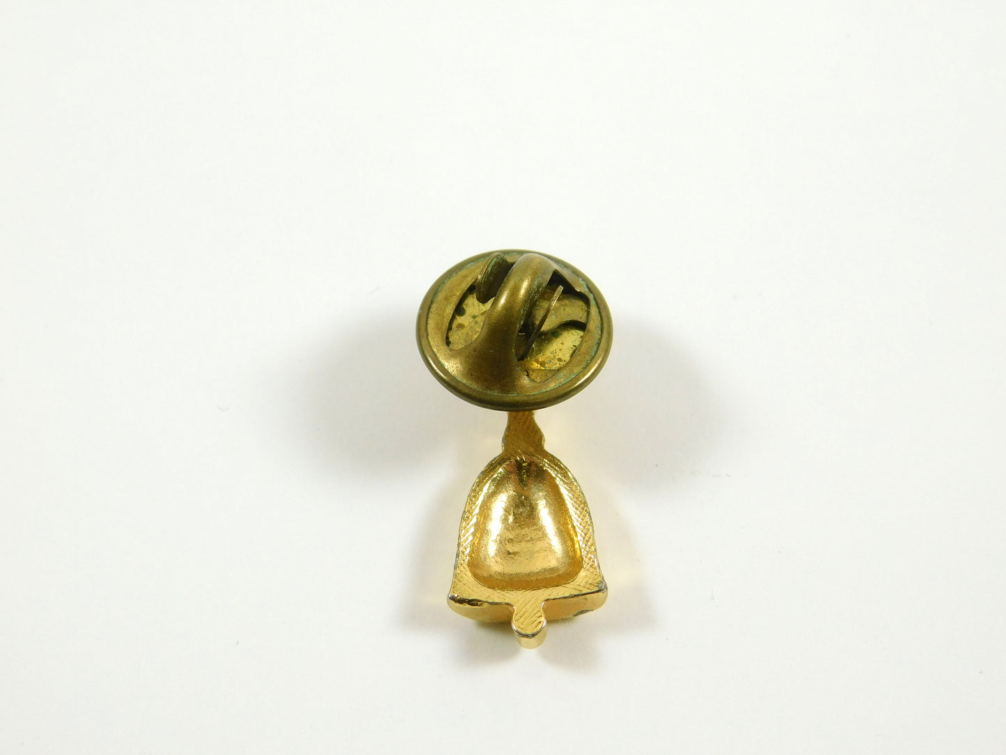 Vintage Gold Tone Hand Bell Lapel Pin