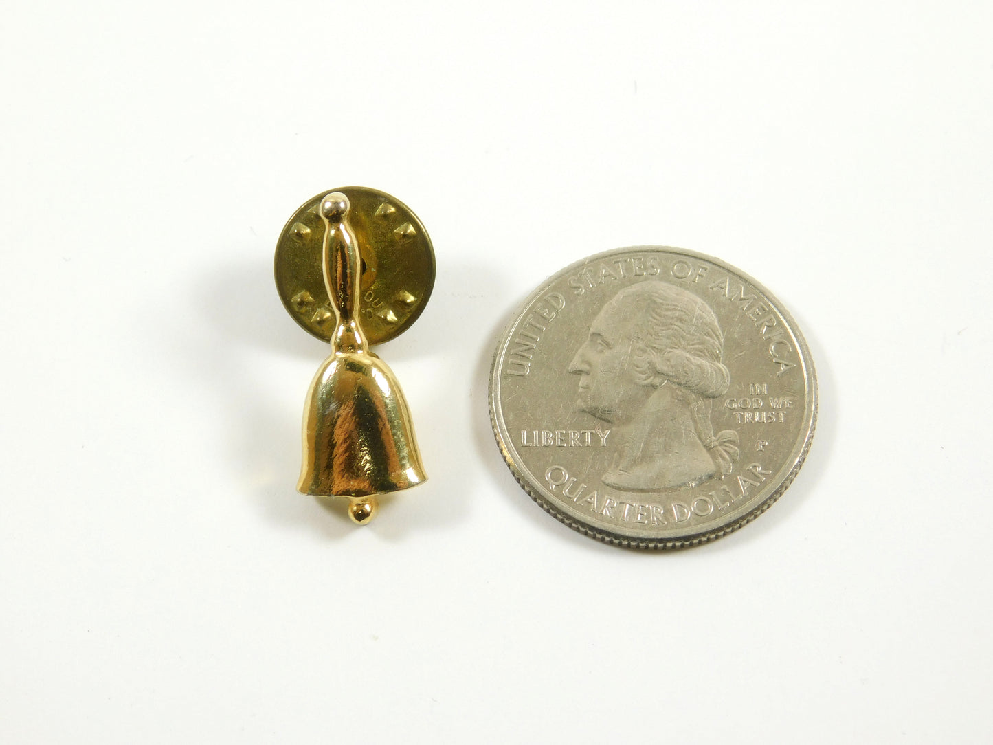 Vintage Gold Tone Hand Bell Lapel Pin
