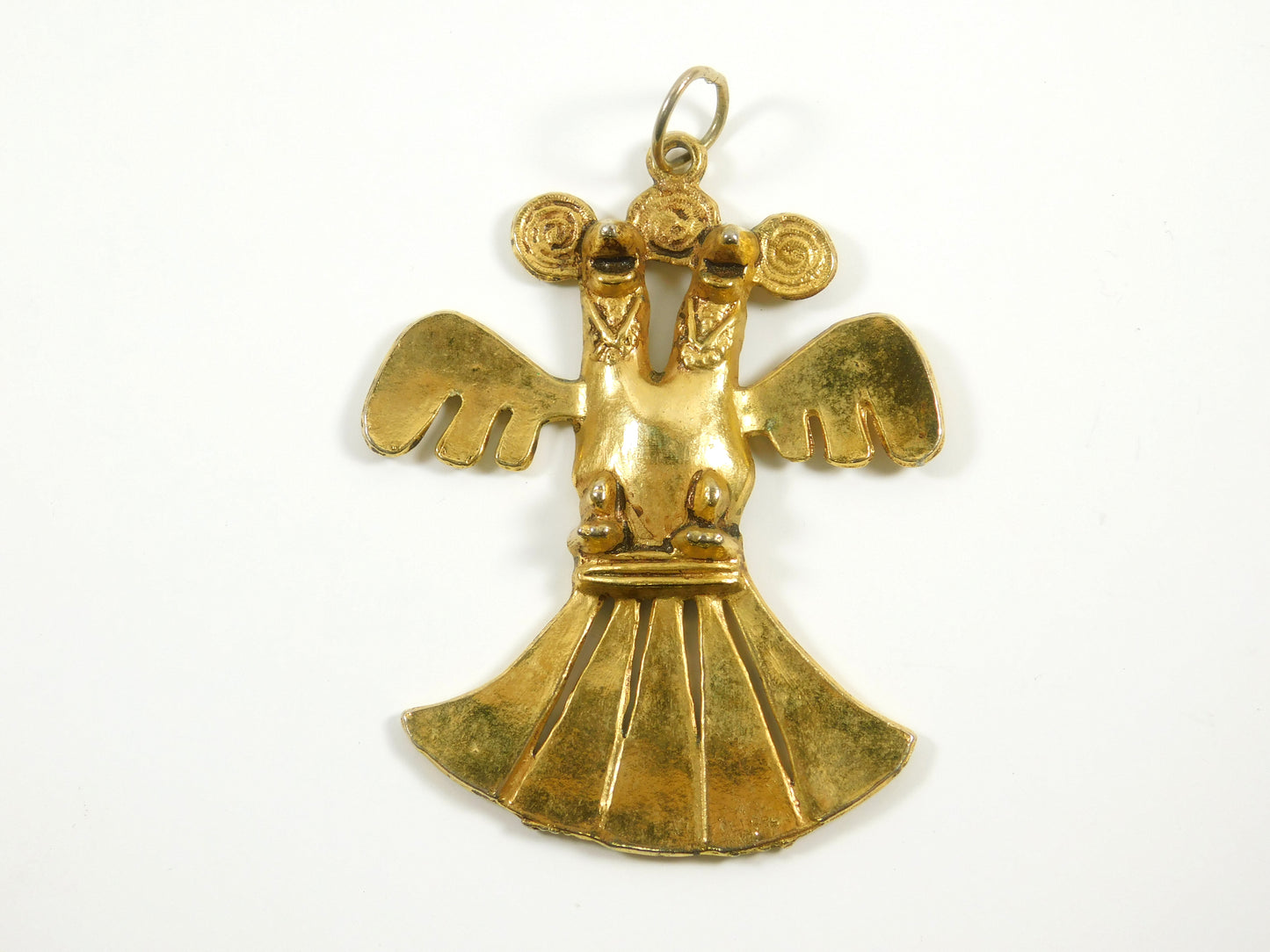 Vintage Gold Tone Two Headed Eagle Pendant