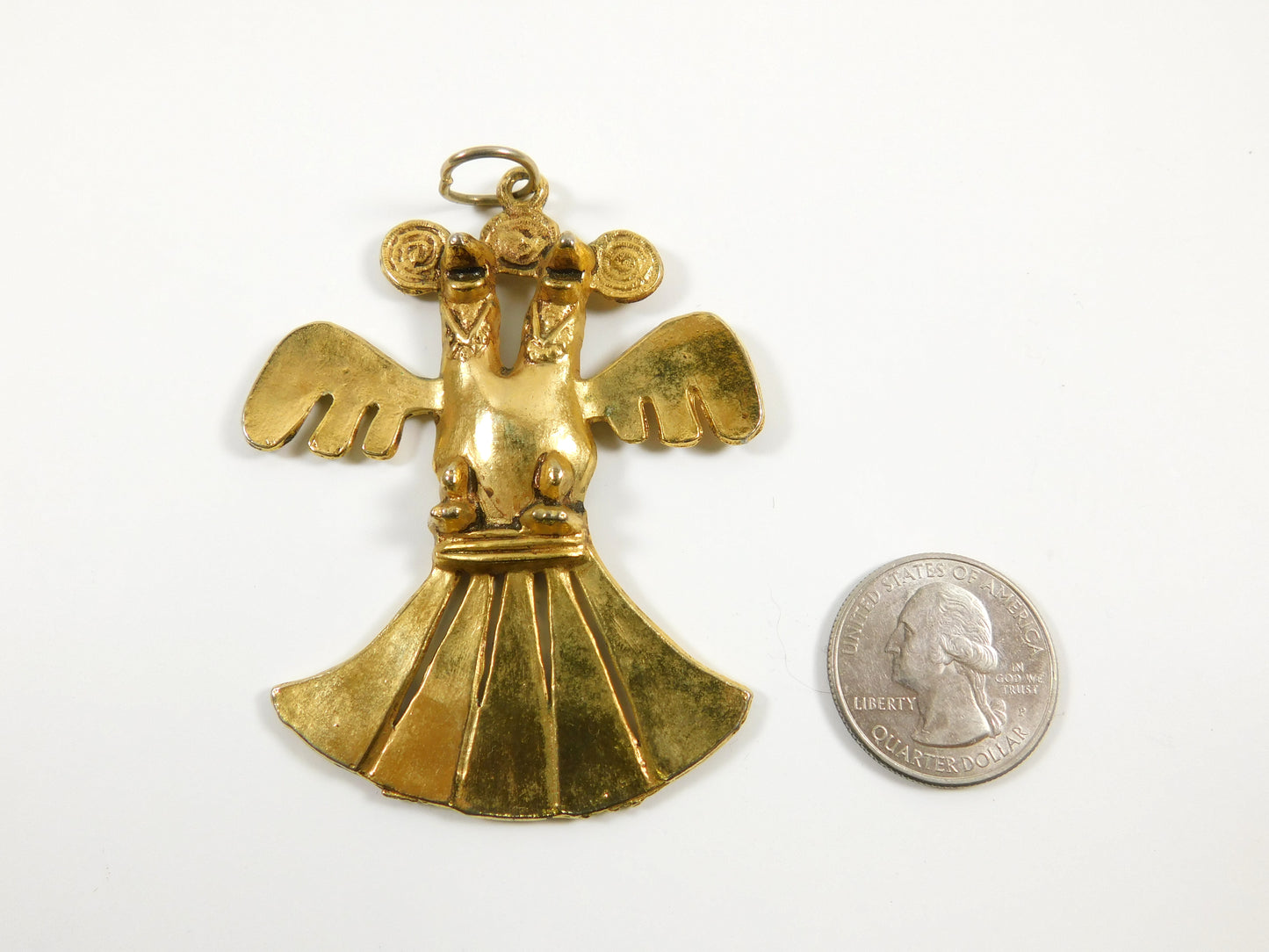 Vintage Gold Tone Two Headed Eagle Pendant