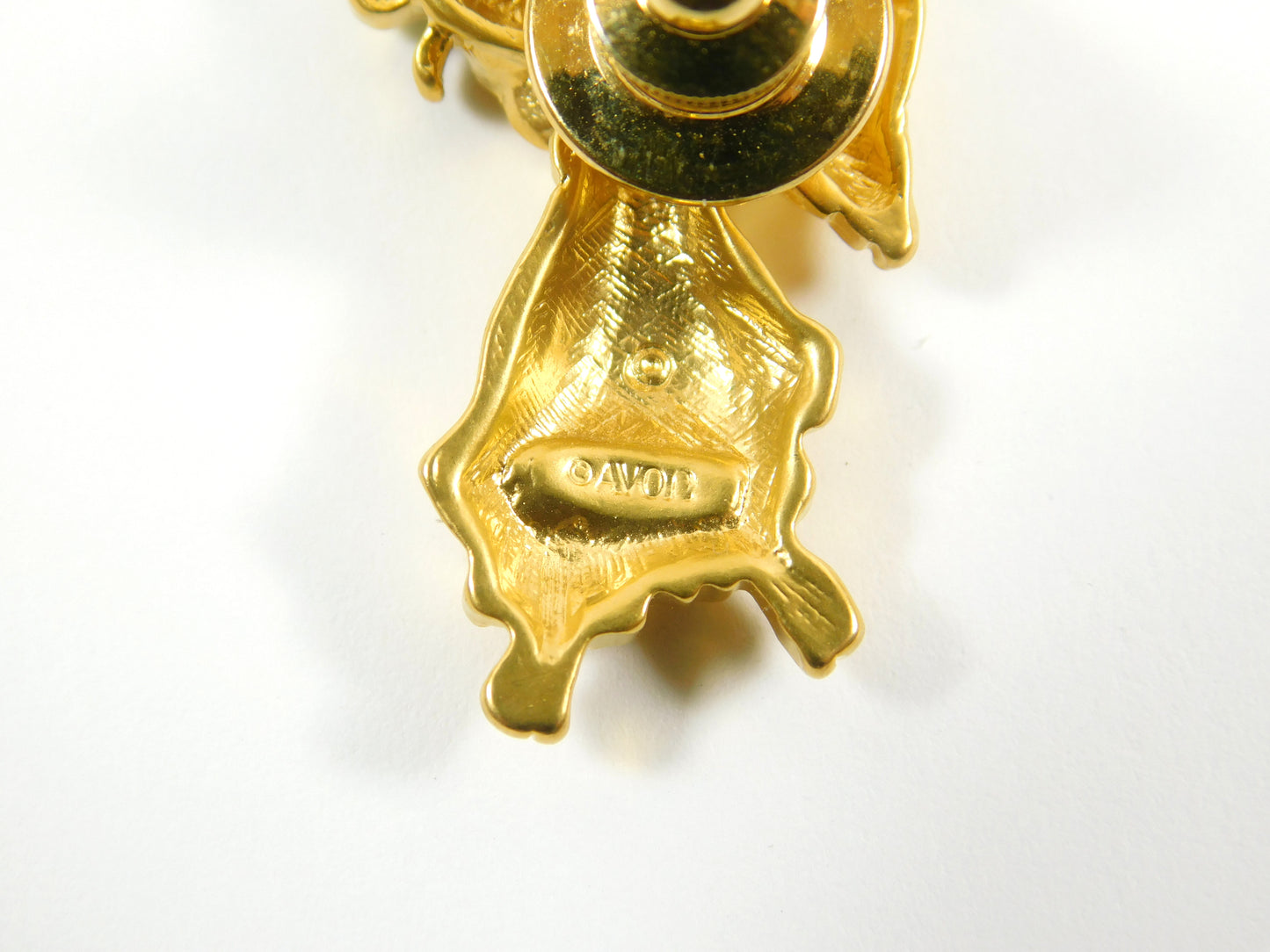 Vintage Gold Tone Avon Angel with Shamrock Clover Lapel Pin