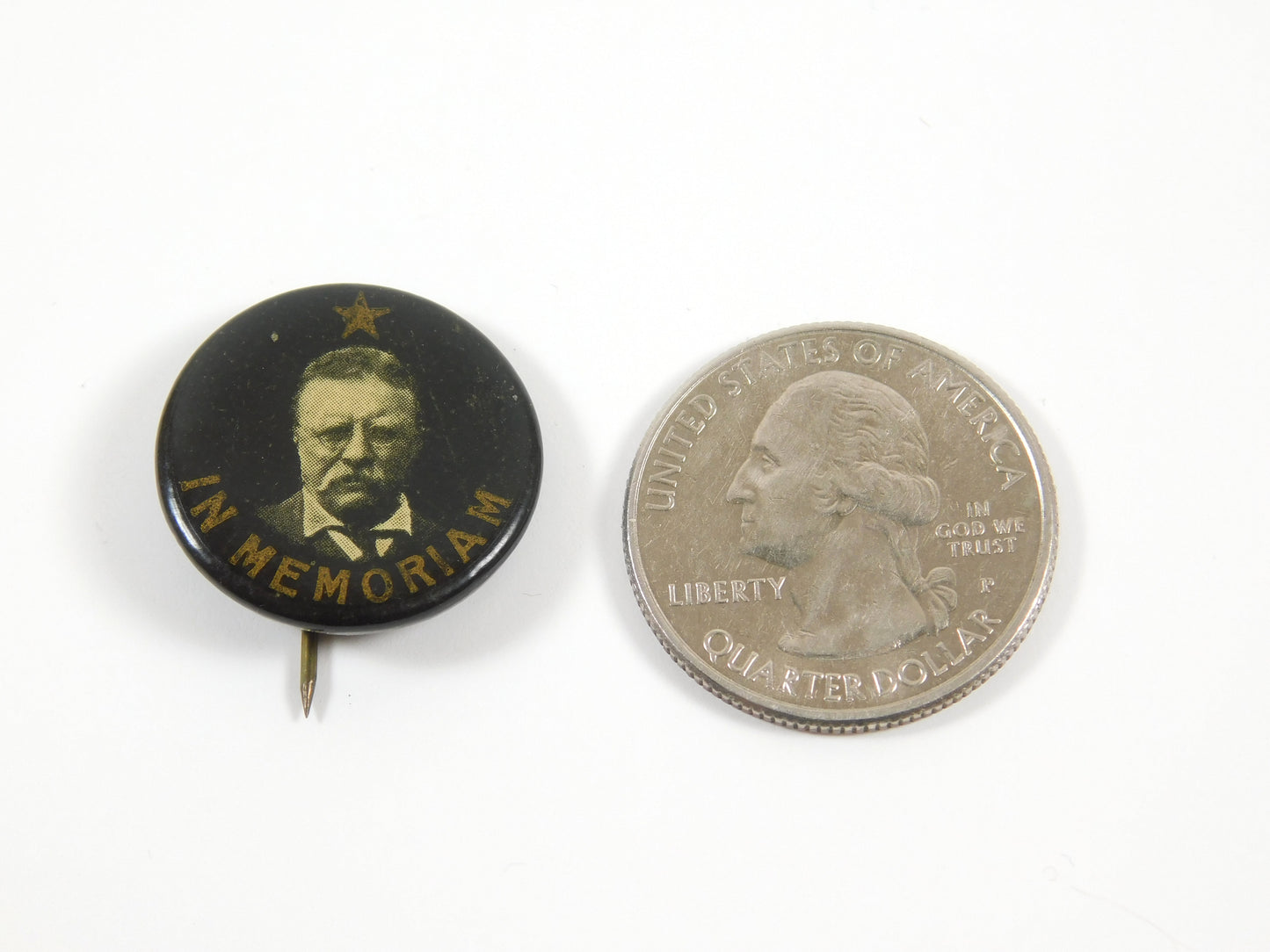 Vintage Teddy Roosevelt In Memoriam Lapel Pin