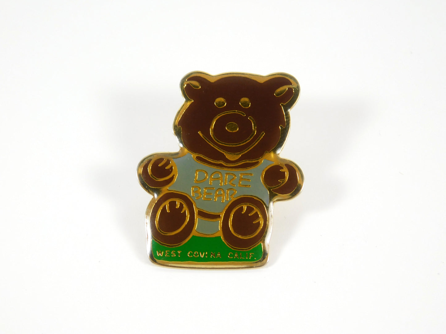 Vintage Gold Tone Dare Bear Lapel Pin