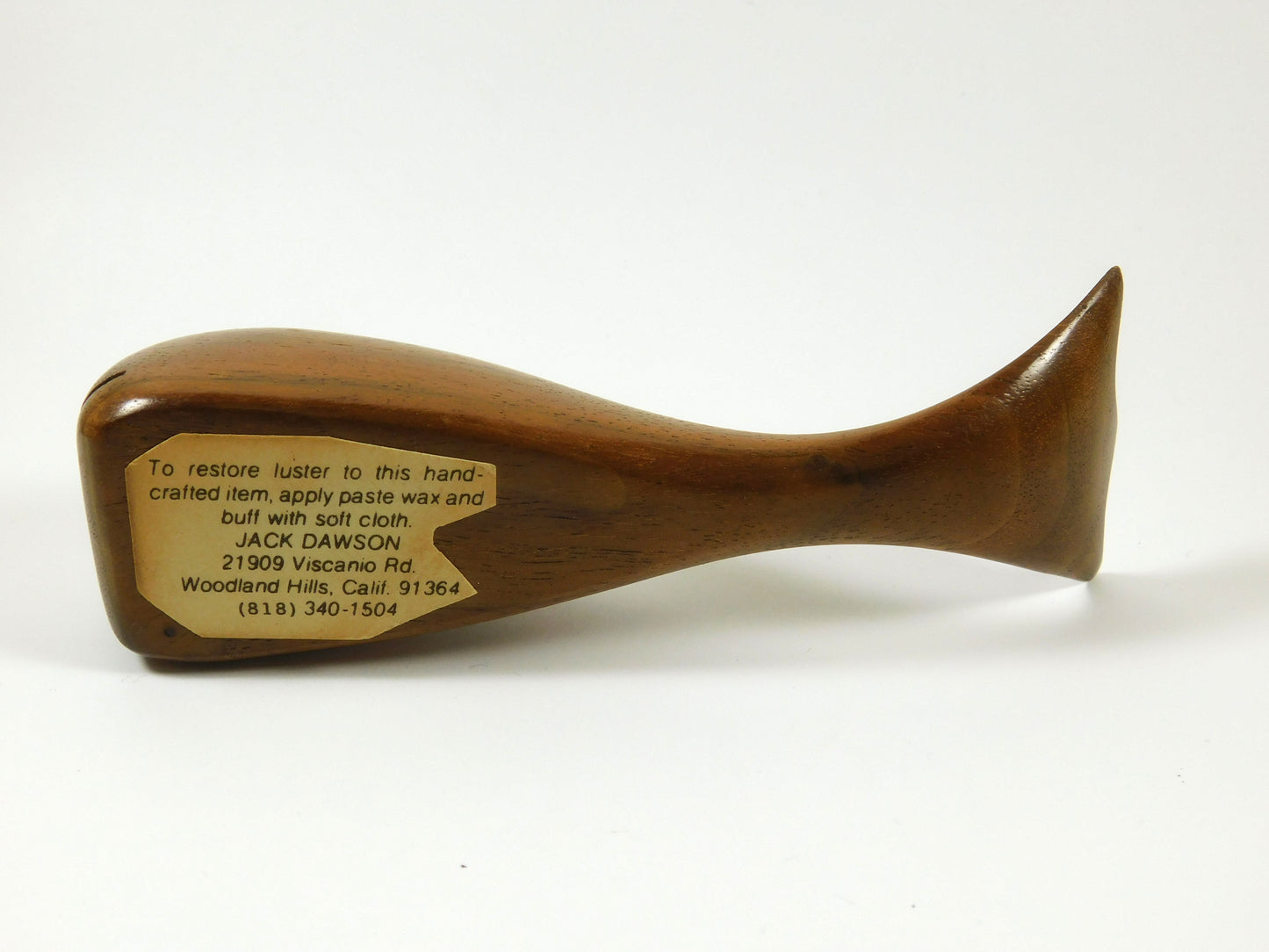 Vintage Hand Carved Wooden Whale Jack Dawson