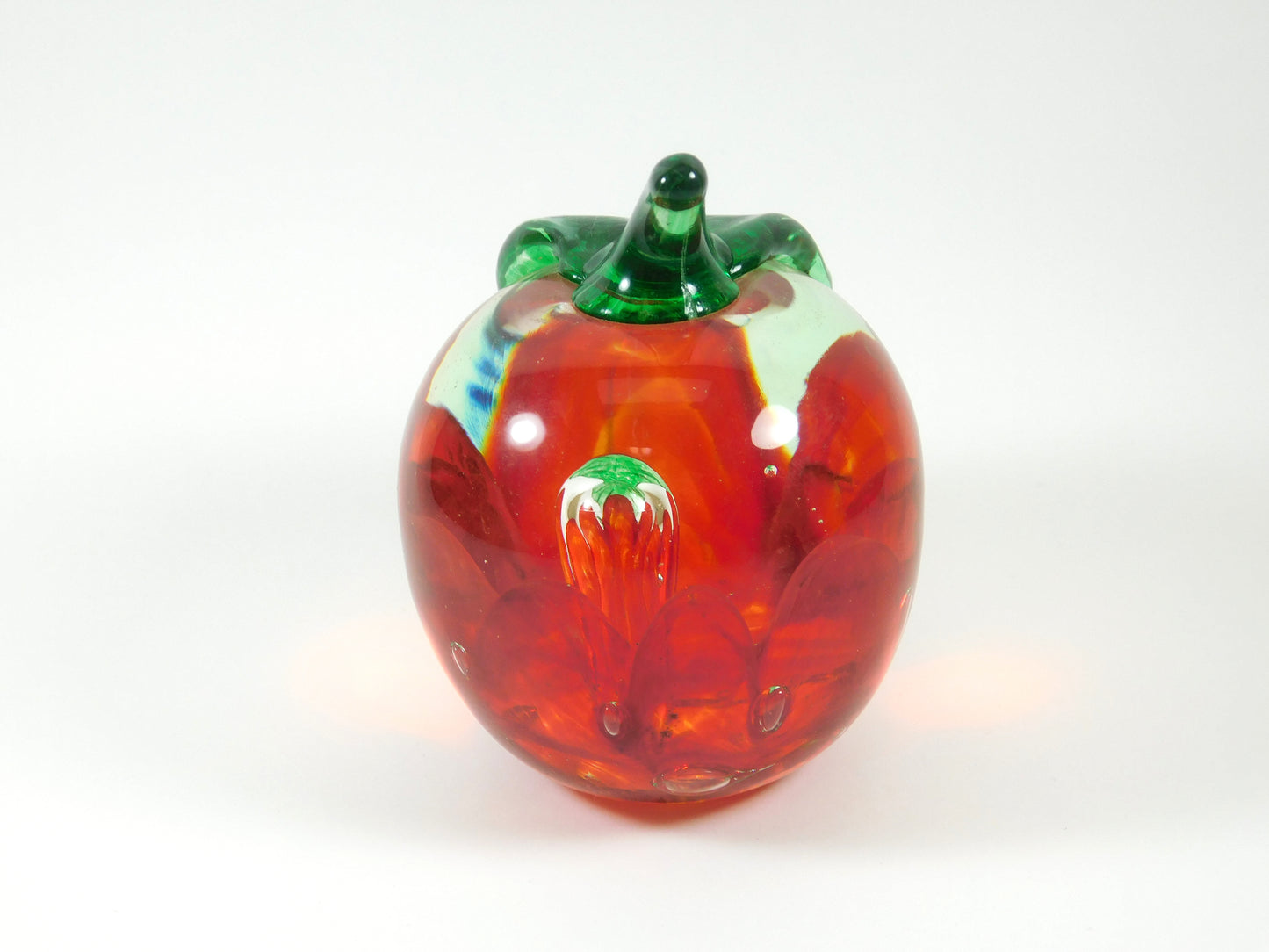 Vintage Maude and Bob 1977 St. Clair Red and Green Apple Paperweight