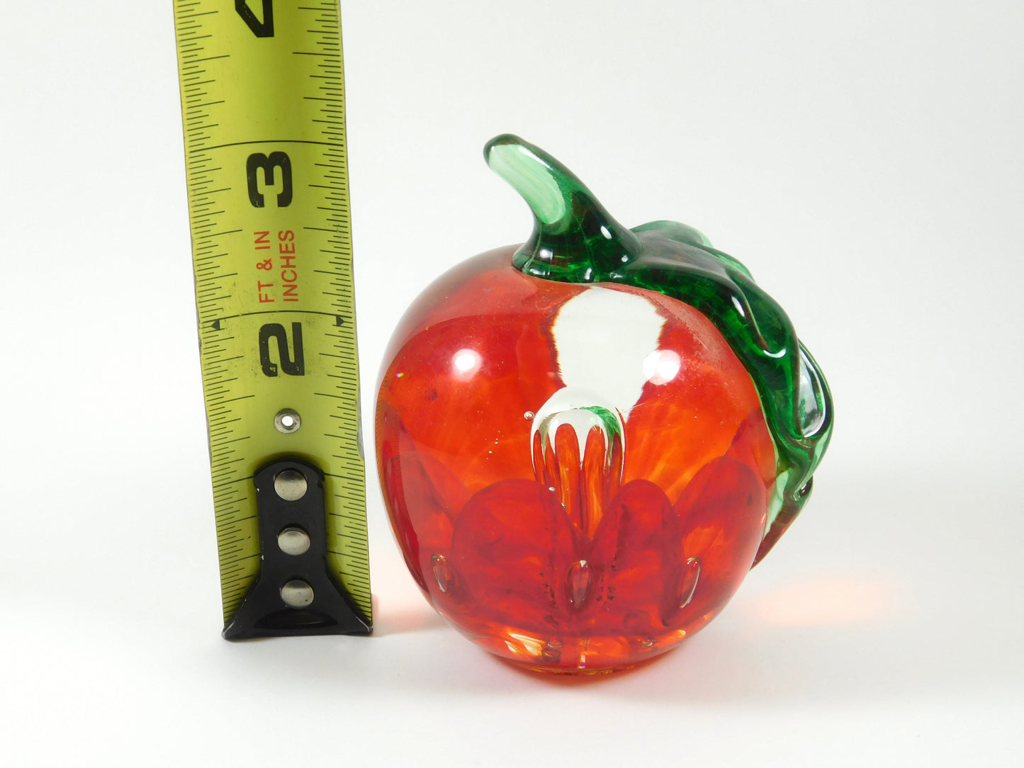 Vintage Maude and Bob 1977 St. Clair Red and Green Apple Paperweight