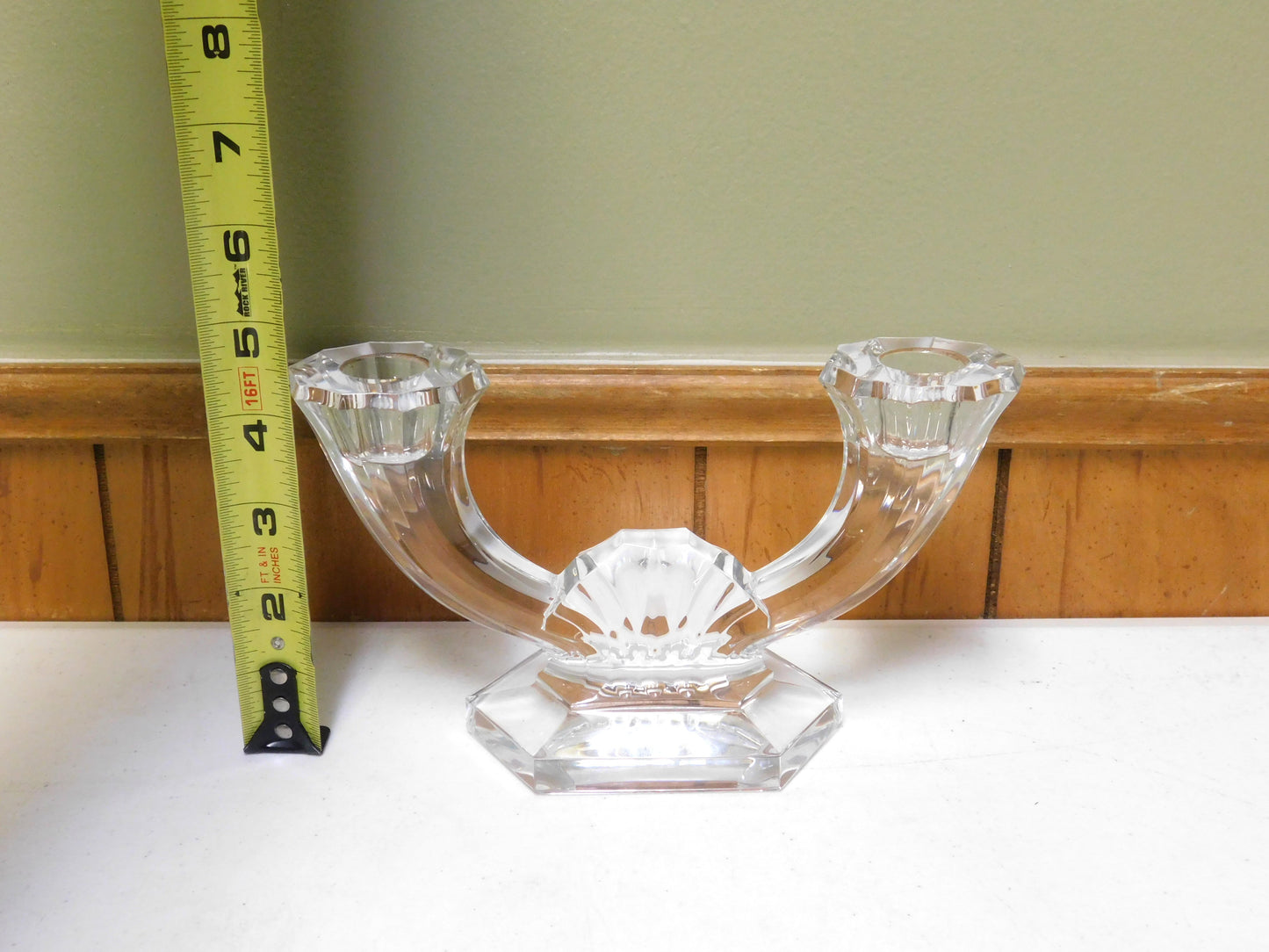 Val St Lambert Imperial Crystal Double Candelabra Candle Holder